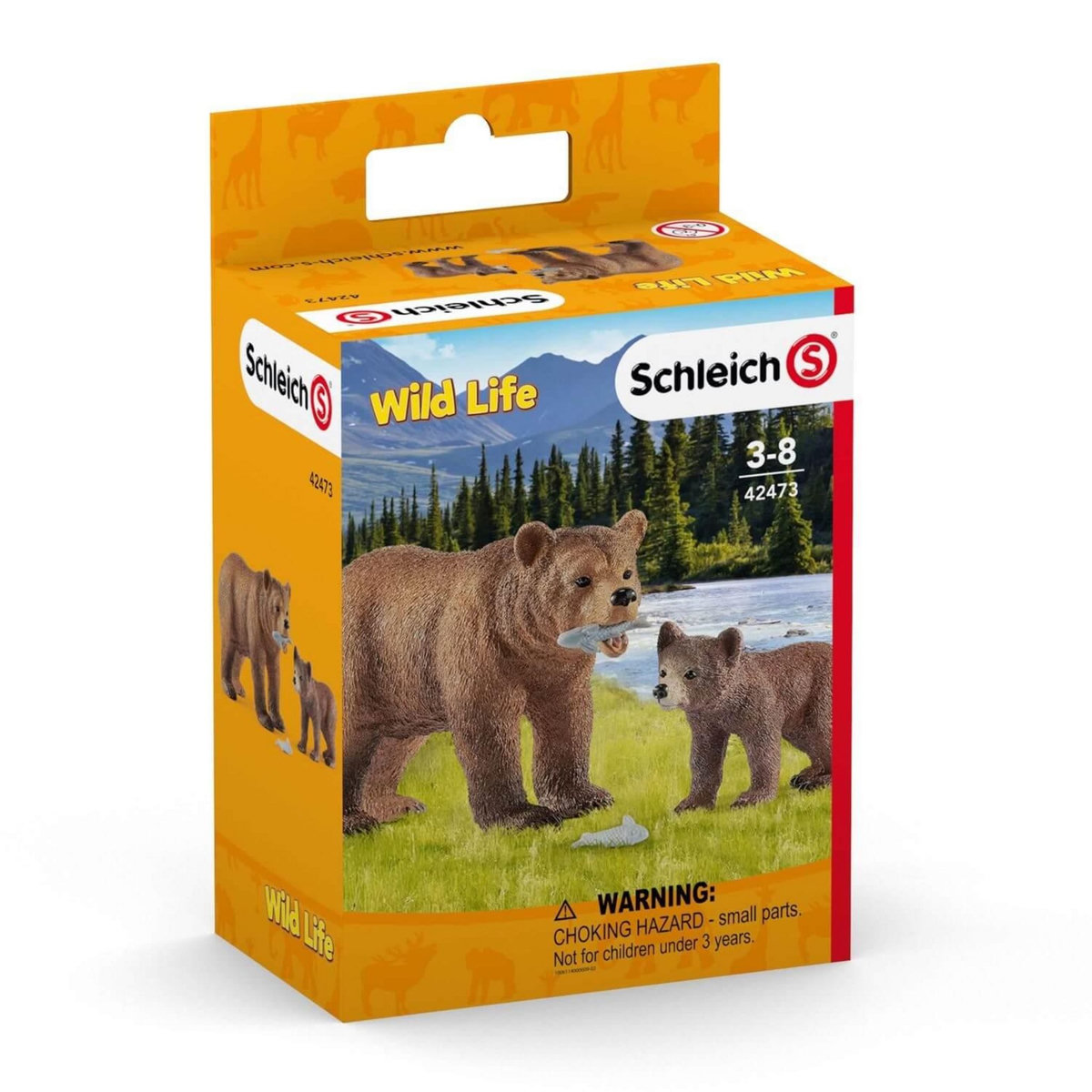 Schleich SCHLEICH - 42473 WILD LIFE Figurines d'Animaux Réalistes Maman grizzly avec ourson - Set de Jouets Animaux Durables