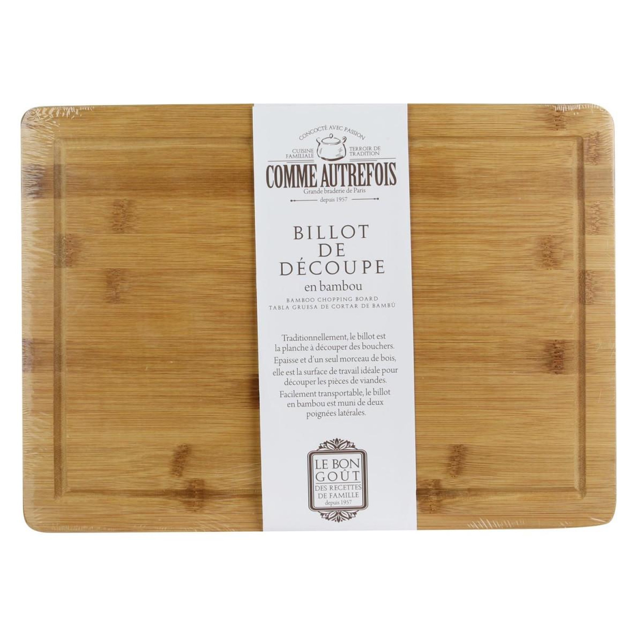 Voir la diapositive 2 : COOK CONCEPT Billot de découpe bambou  viande  39cm naturel