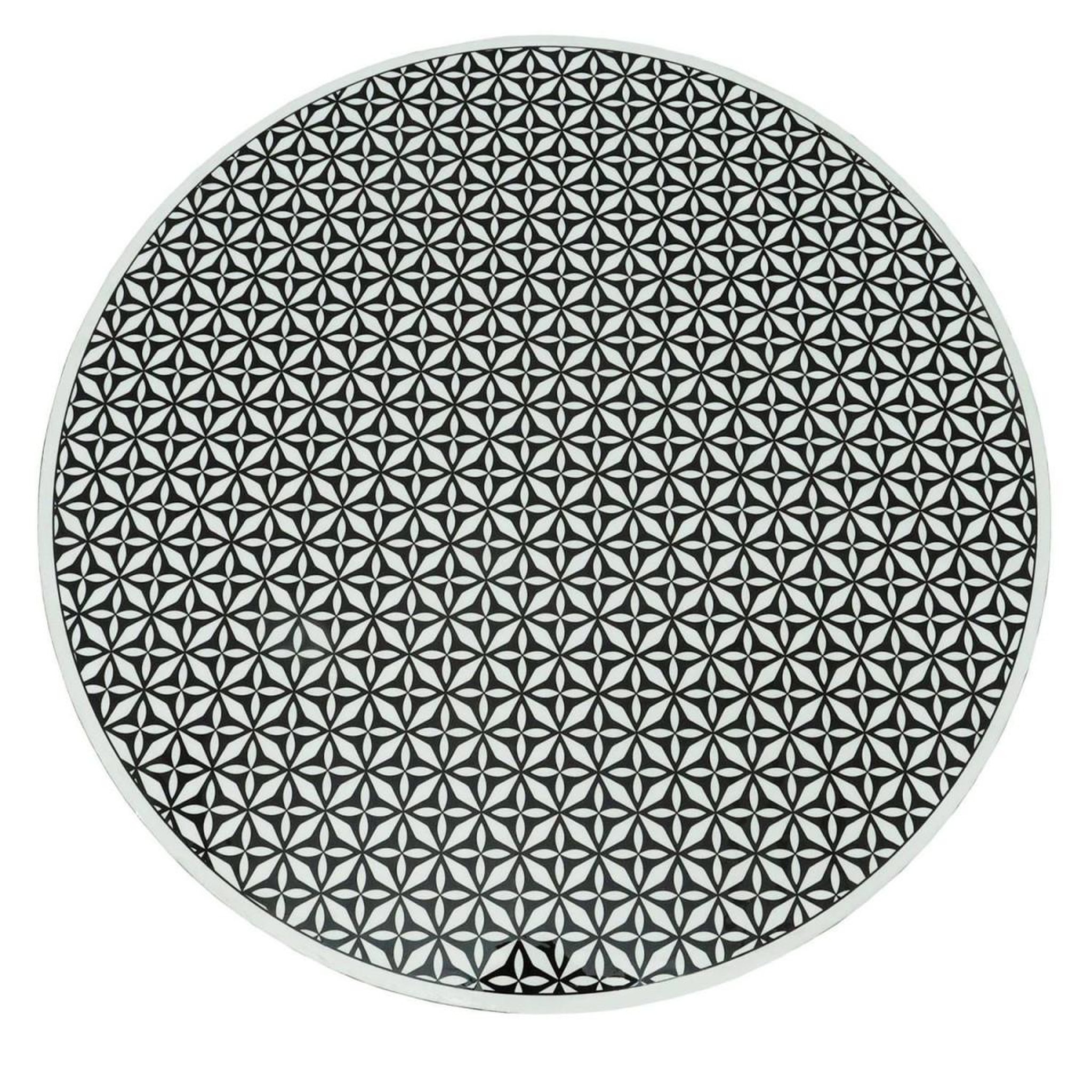 Voir la diapositive 2 : Paris Prix Table à Manger Design  Géométrique  100cm Blanc & Noir