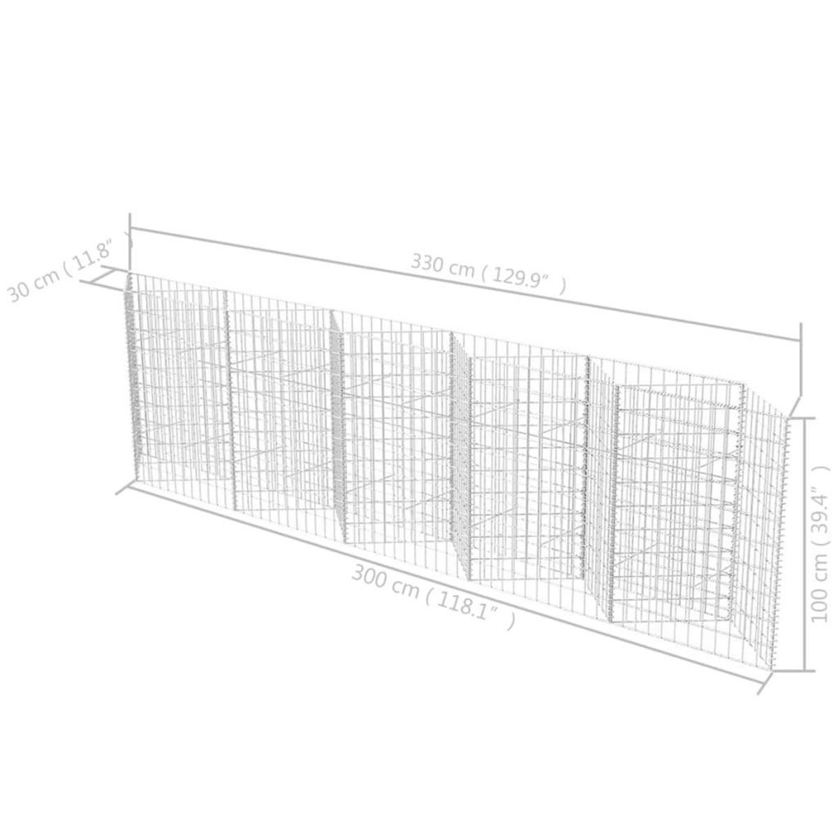 VIDAXL Panier de gabion Acier galvanise 300x30x100 cm