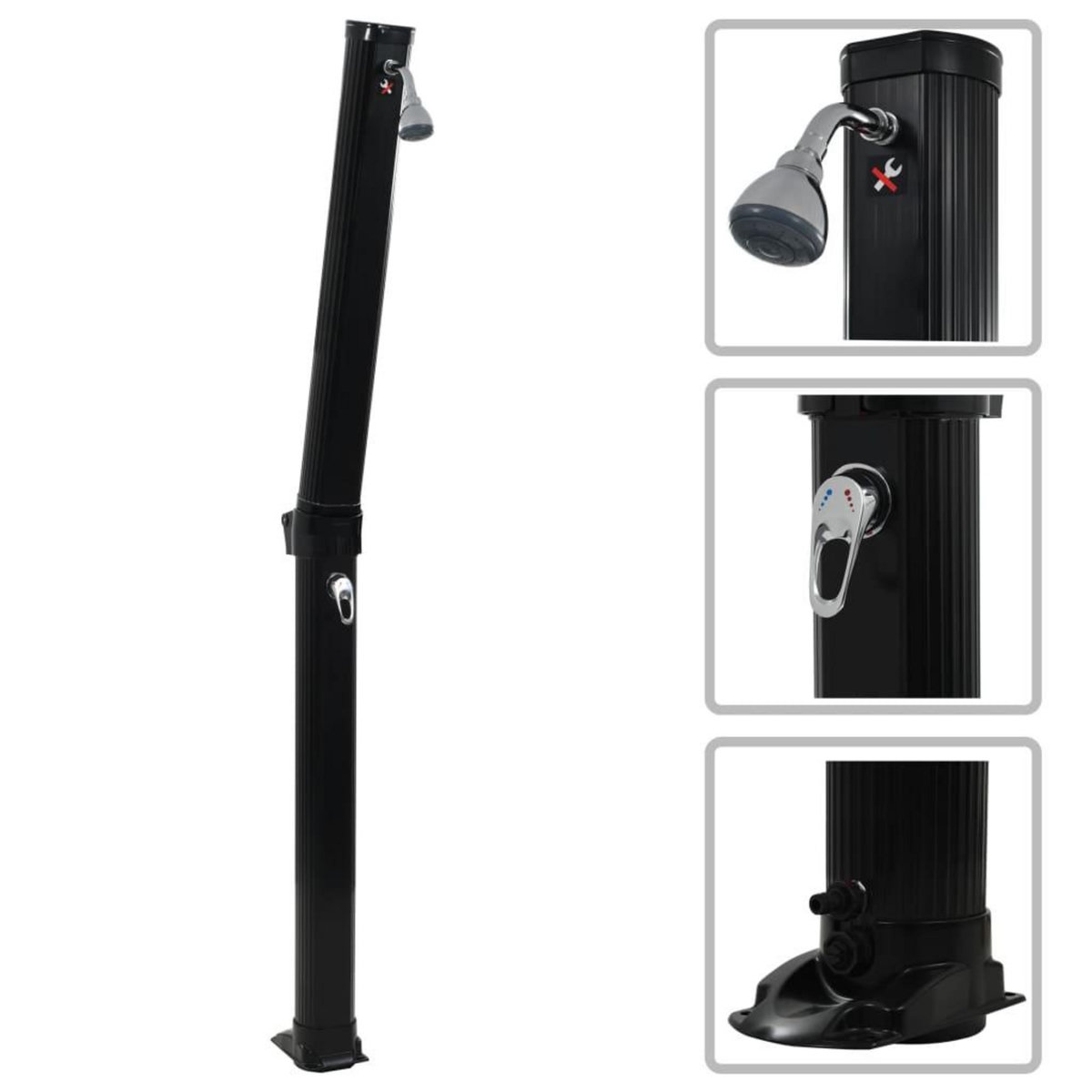 VIDAXL Douche solaire pliable Noir 214 cm 23 L