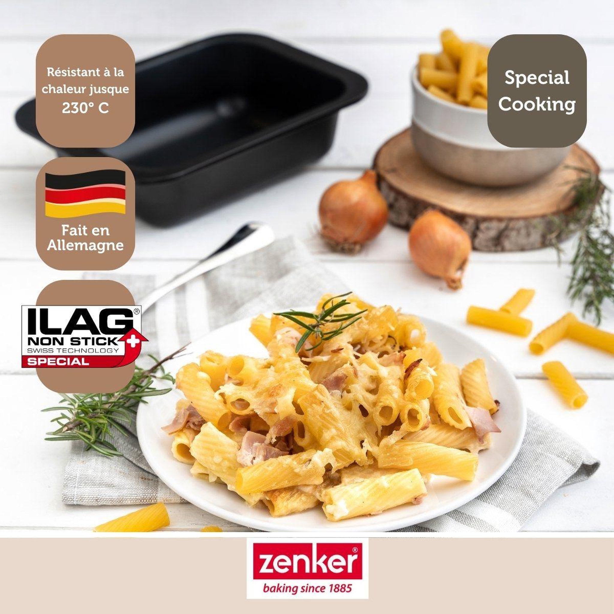 Voir la diapositive 5 : ZENKER Lot de 2 plats four 17,5/24 cm en acier avec 2 ustensiles Zenker Special cooking