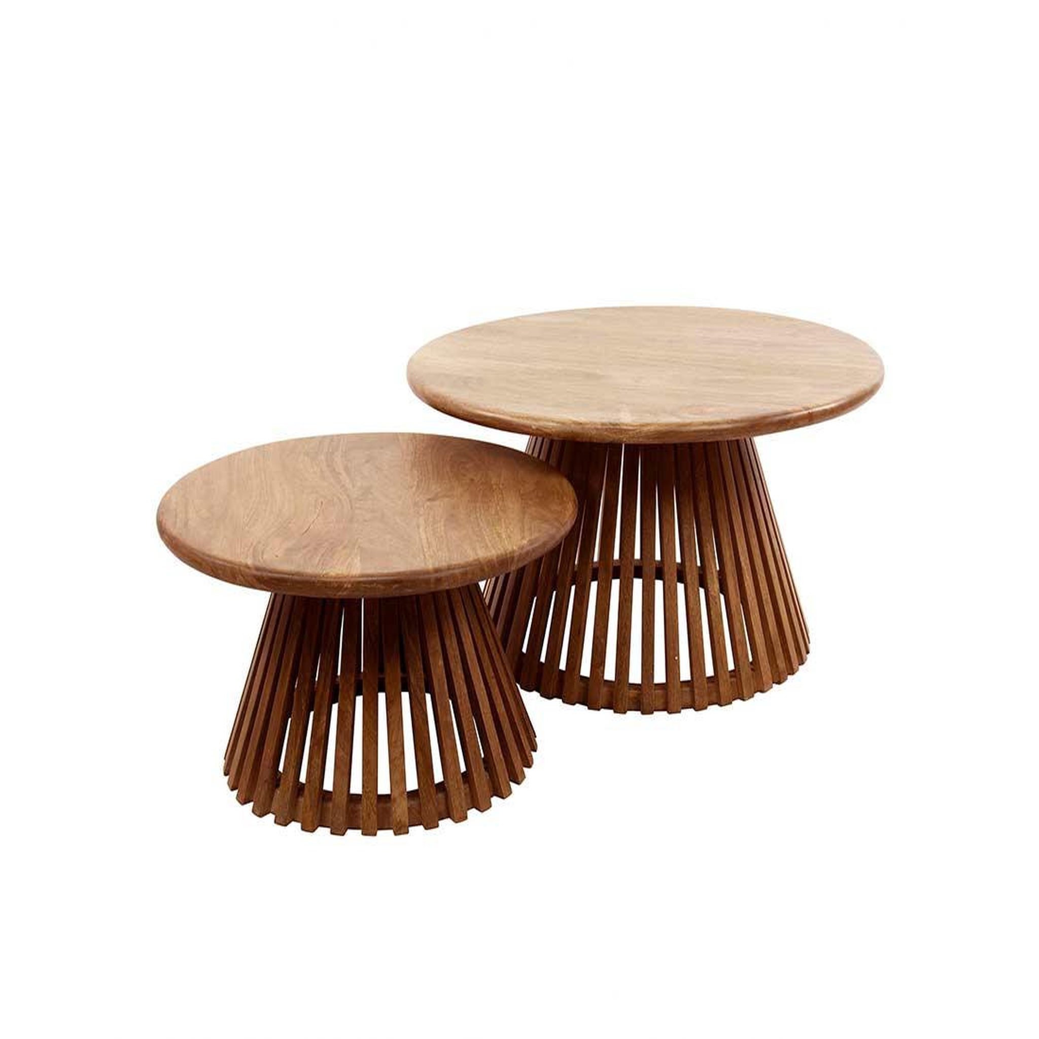 Voir la diapositive 2 : LISA DESIGN Kerala - lot de 2 tables basses gigognes - bois massif de manguier