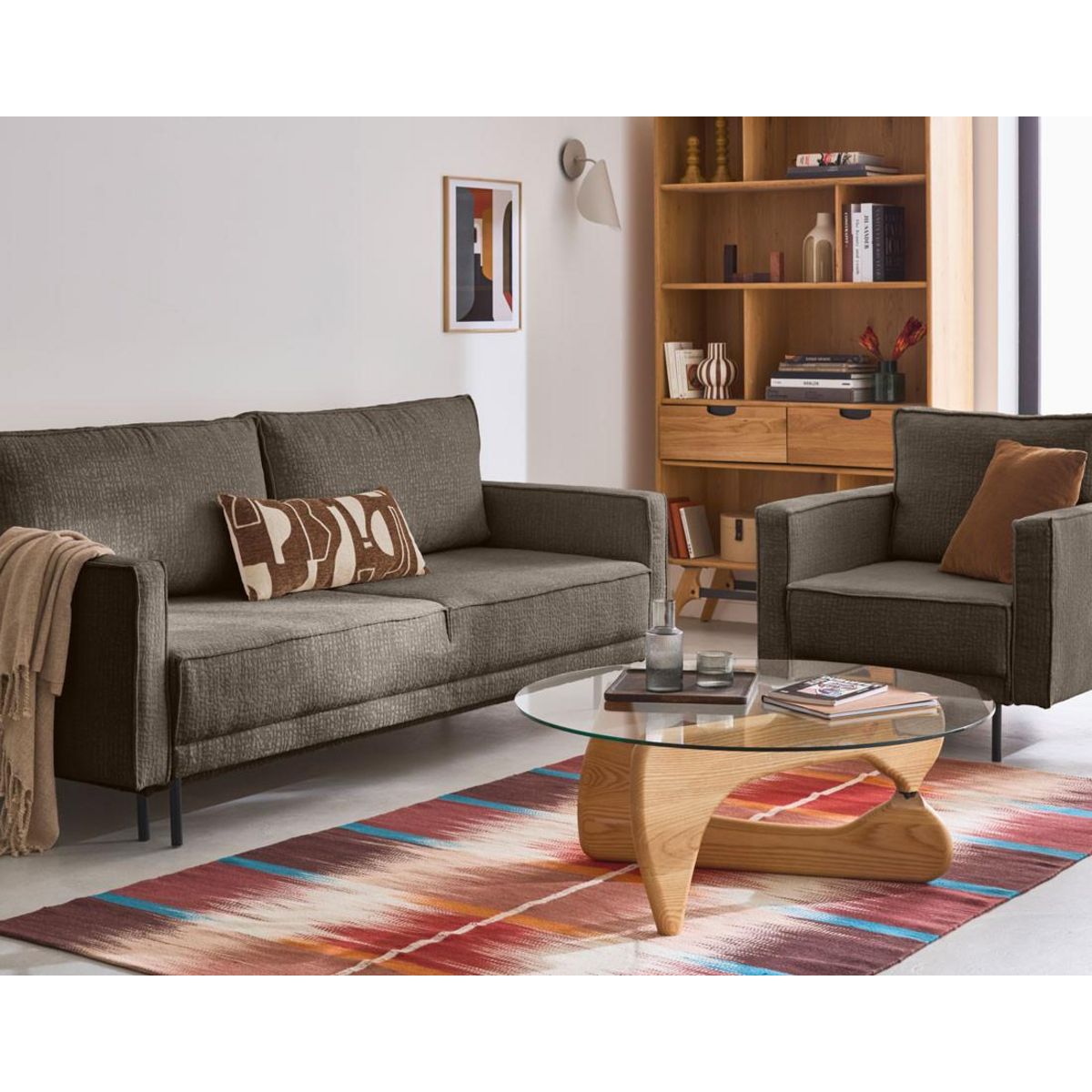 LISA DESIGN Charlie - fauteuil - pieds hauts - en tissu velours relief