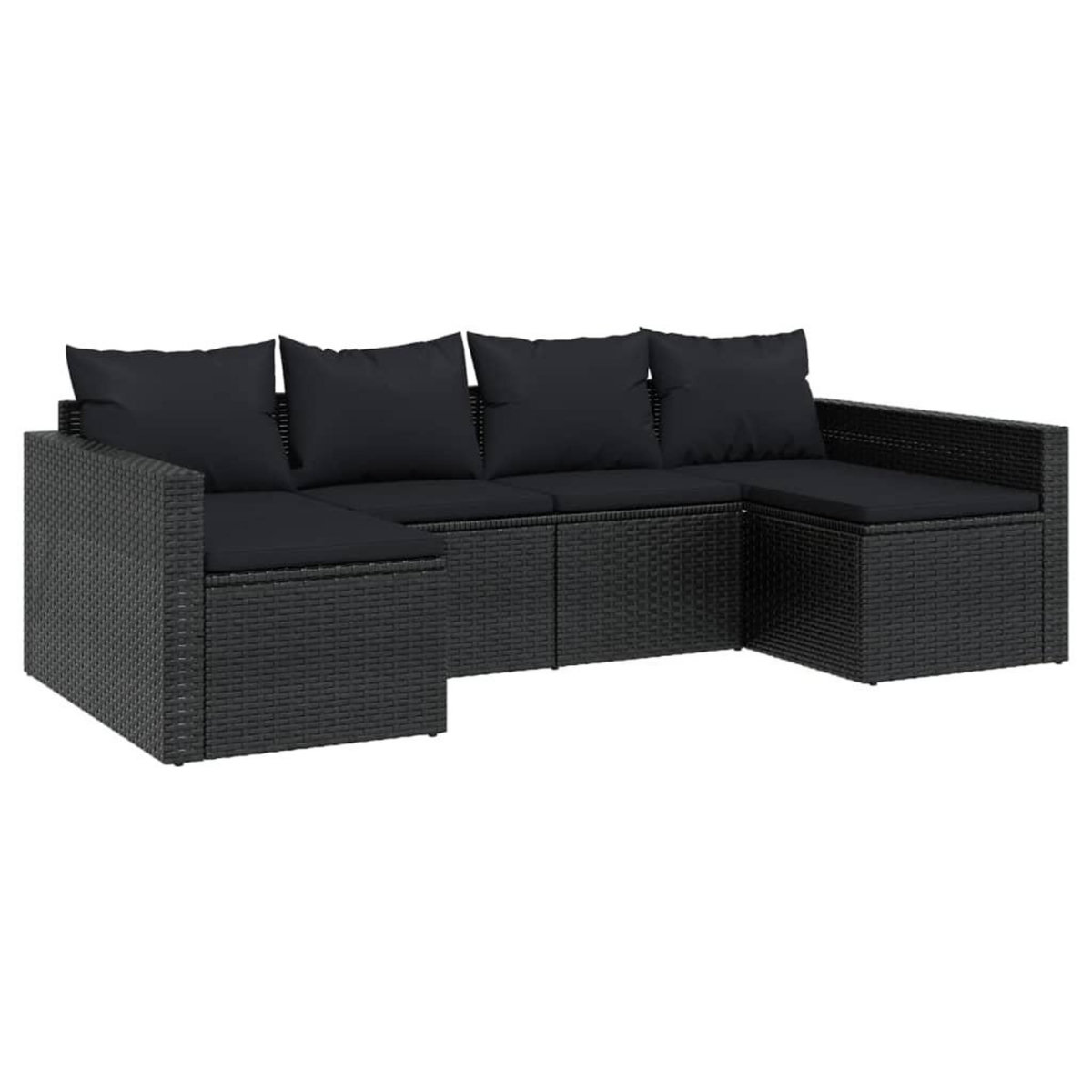VIDAXL Salon de jardin 2 pcs avec coussins Noir Resine tressee