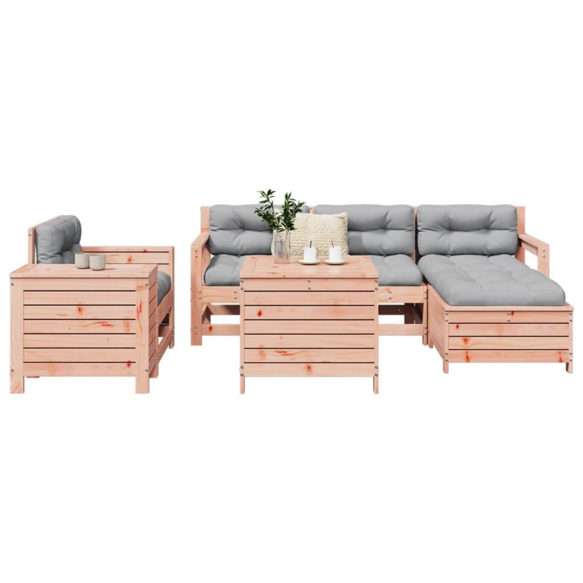 VIDAXL Salon de jardin 7 pcs bois massif sapin de douglas