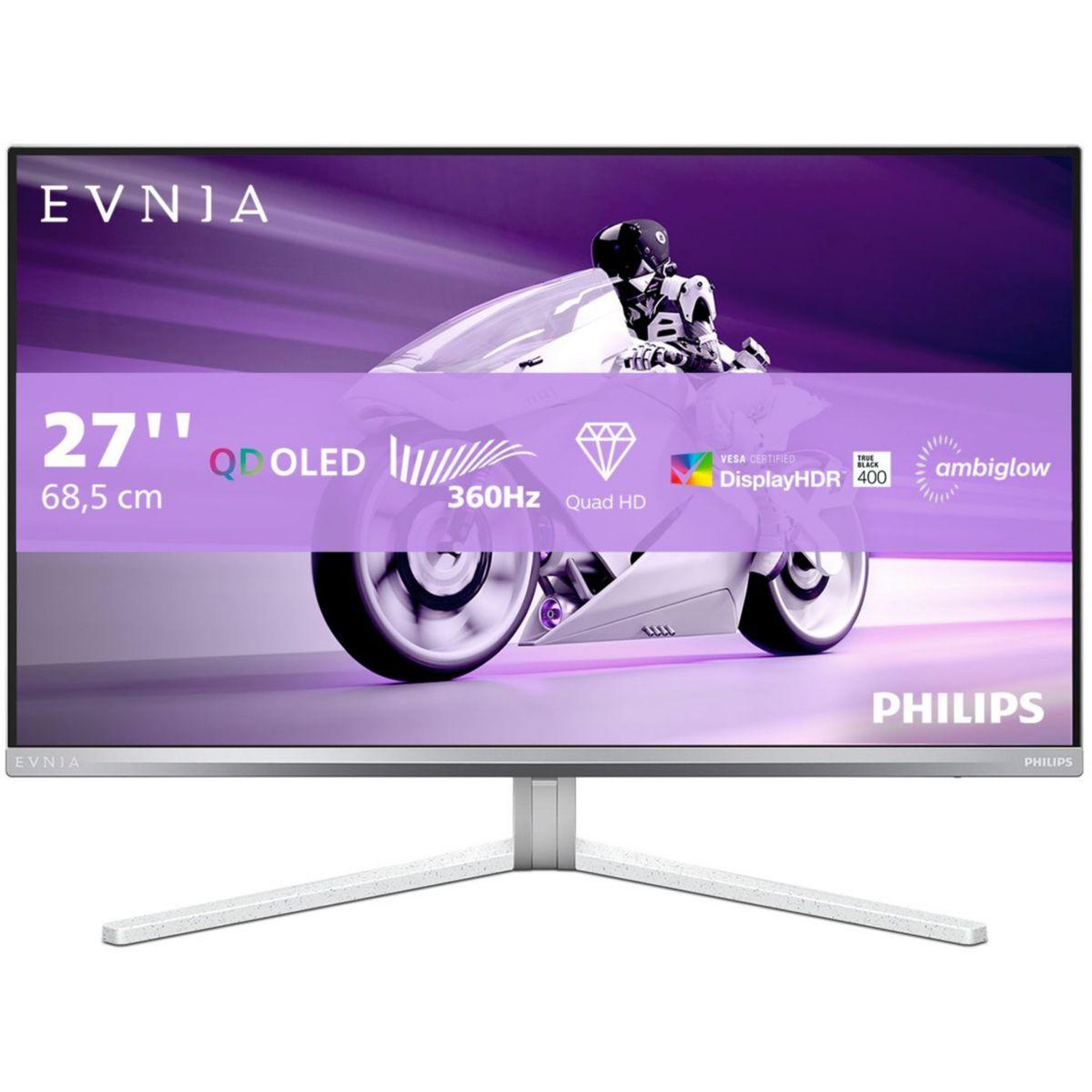 Philips Ecran pc gamer evnia 27m2n8500 27  qhd 360hz qd-oled hdr true black 400 hdmi 2.1 usb-c 15w ambiglow
