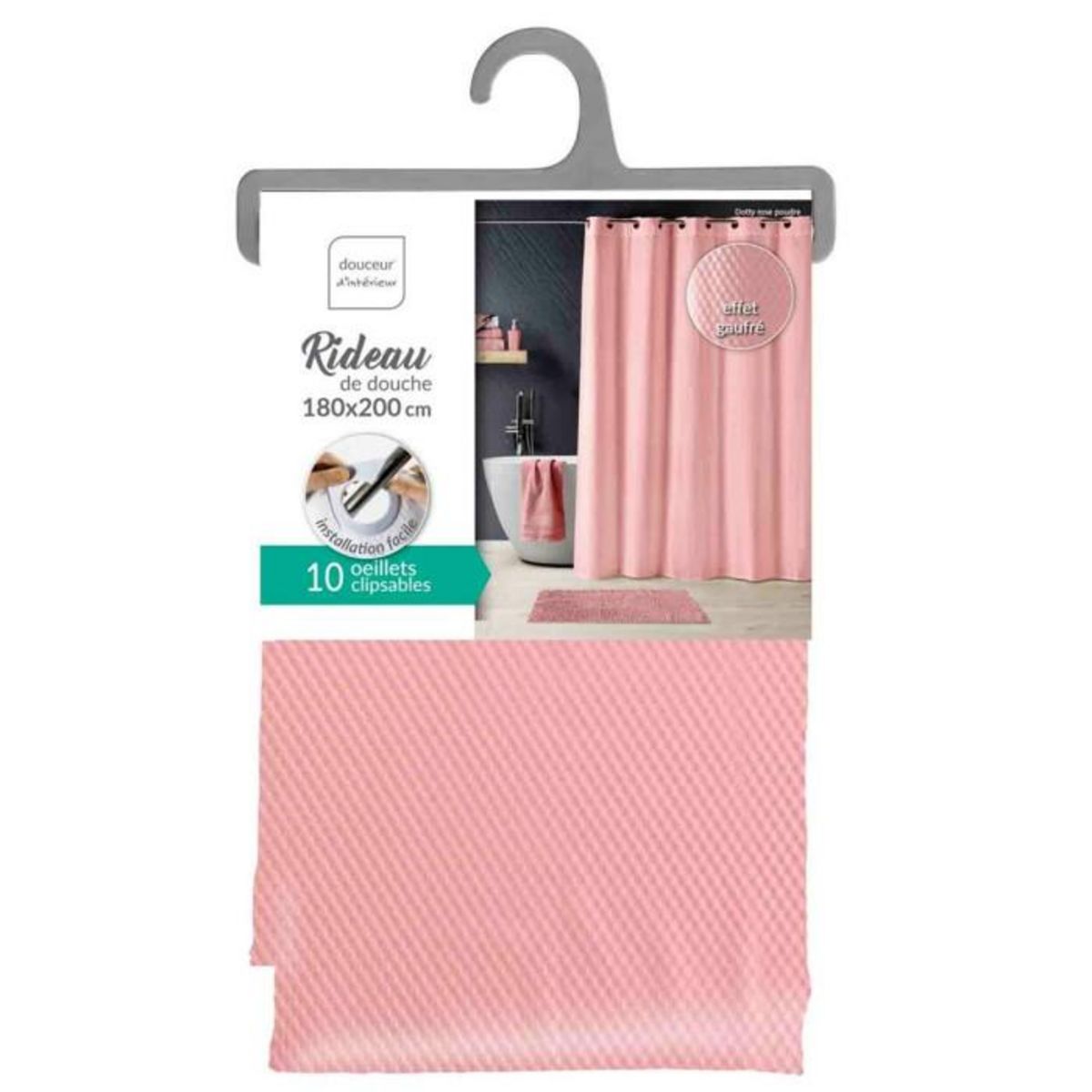 Paris Prix Rideau de Douche  Dotty  180x200cm Rose Poudré