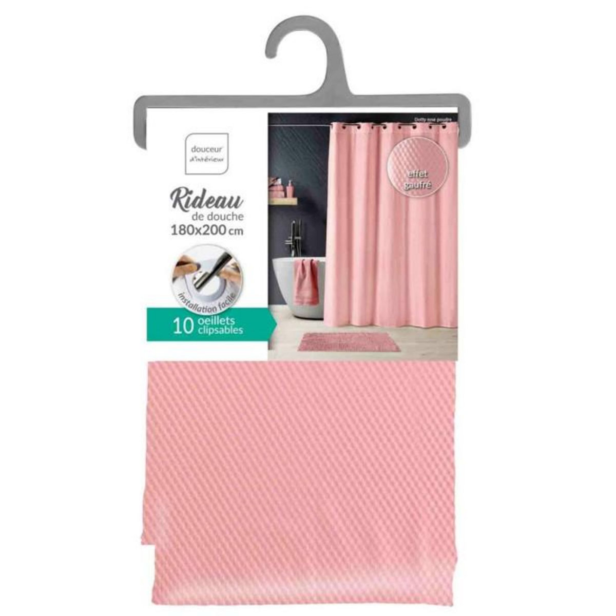 Paris Prix Rideau de Douche  Dotty  180x200cm Rose Poudré