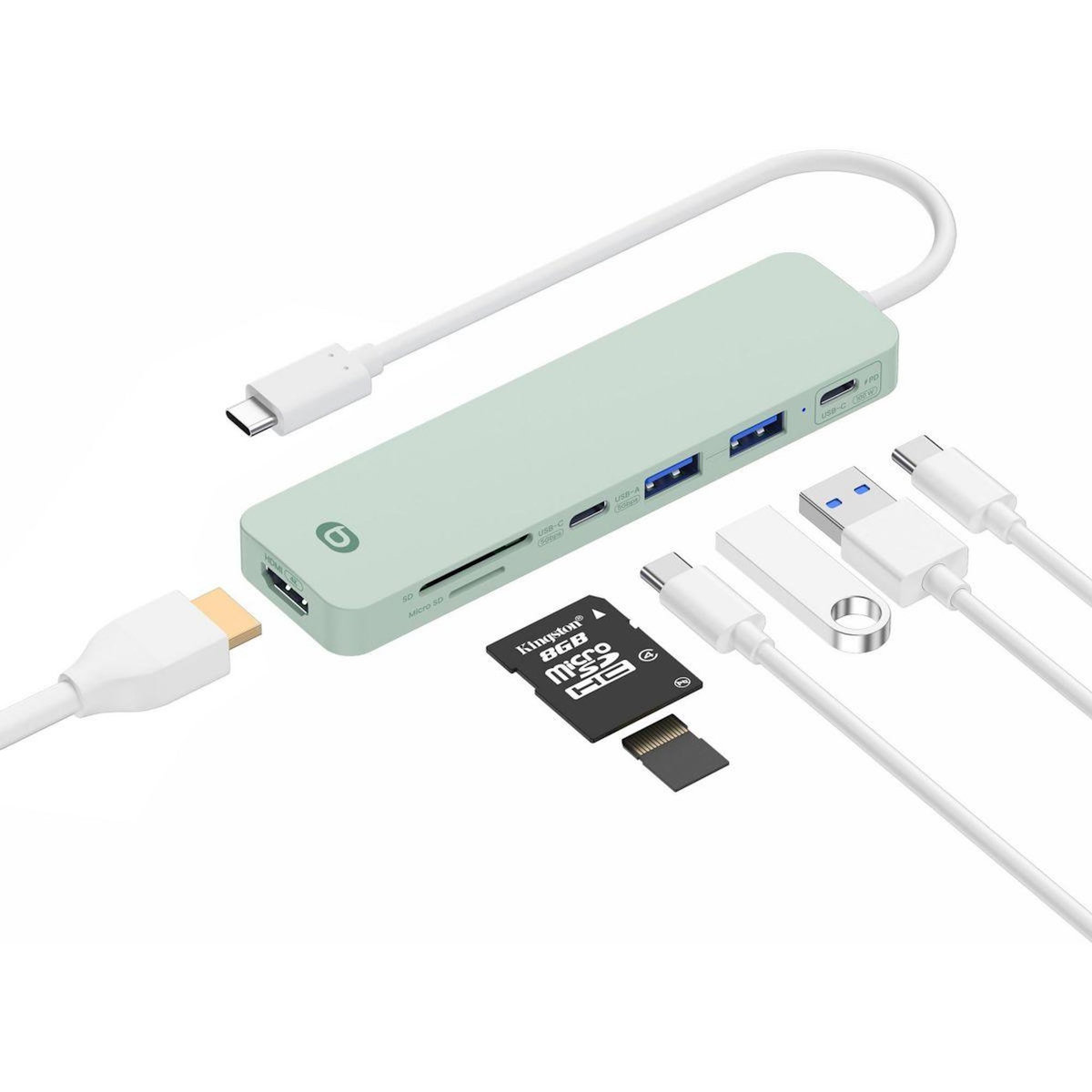 ESSENTIEL B Hub USB C 4 en 1 USB C Vert -Vr
