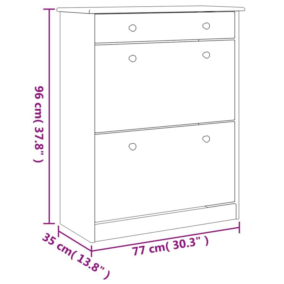 VIDAXL Armoire a chaussures ALTA 77x35x96 cm bois massif de pin