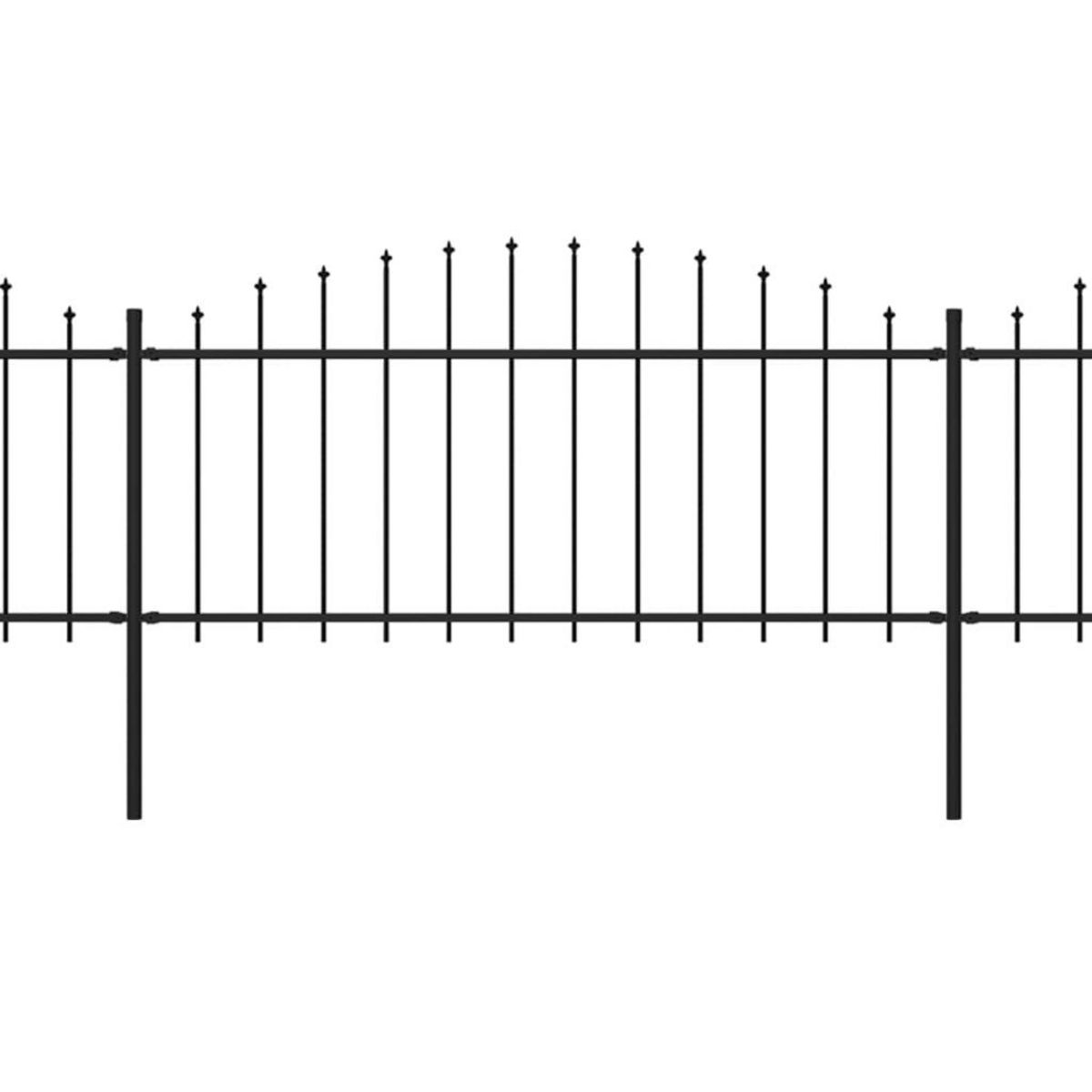 VIDAXL Cloture de jardin a dessus en lance Acier (0,5-0,75)x5,1 m Noir
