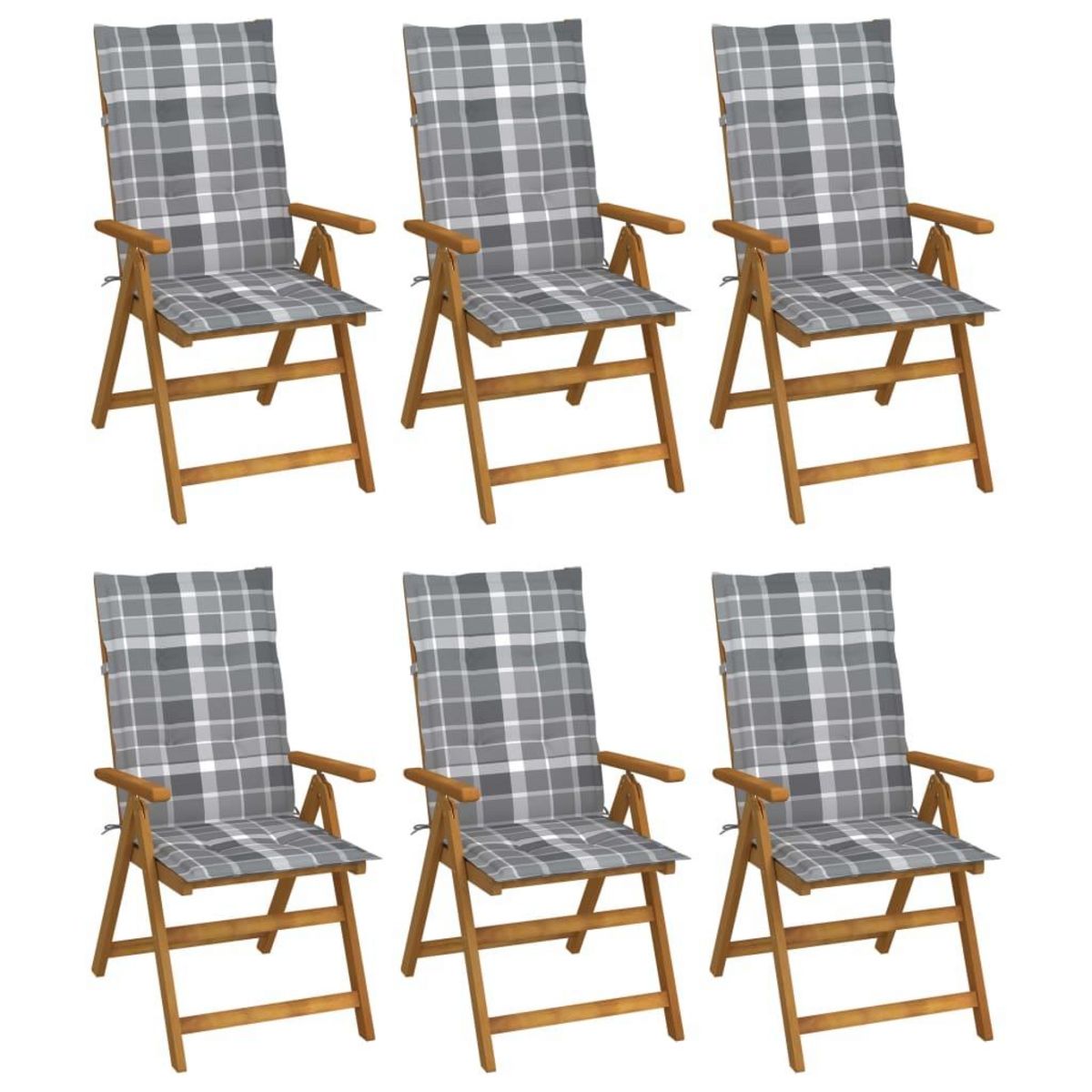 VIDAXL Chaises pliables de jardin lot de 6 avec coussins Bois d'acacia