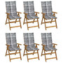Voir la diapositive 1 : VIDAXL Chaises pliables de jardin lot de 6 avec coussins Bois d'acacia