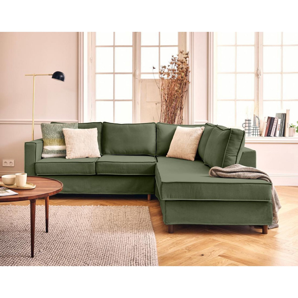 LISA DESIGN Jake - canapé déhoussable d'angle droit 5 places en tissu