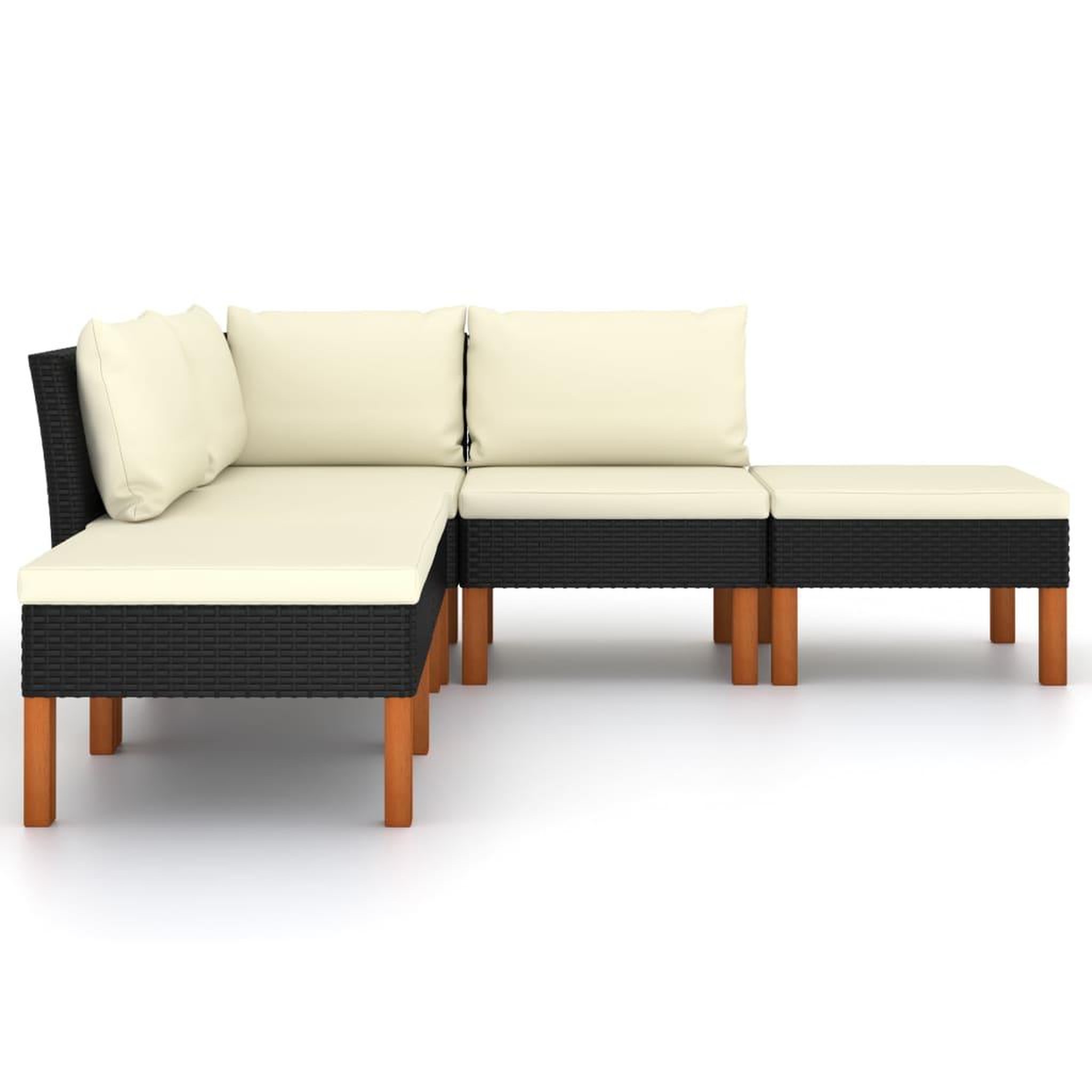 Voir la diapositive 5 : VIDAXL Salon de jardin 5 pcs avec coussins Resine tressee Noir