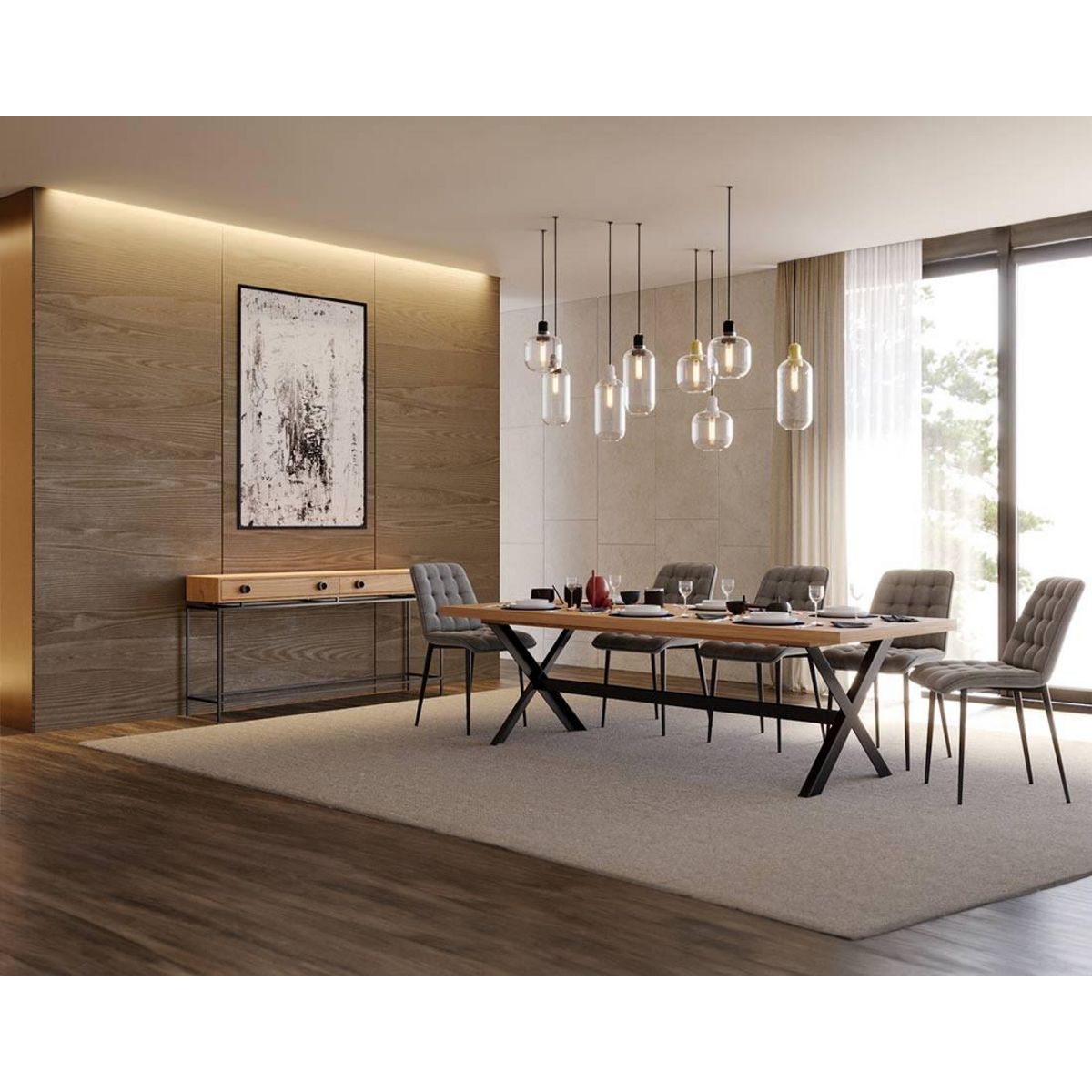 LISA DESIGN Giocoso - table à manger extensible - effet bois et métal - 4 à 10 personnes