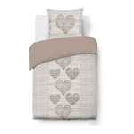 VISION Parure Housse de couette - VISION - Alice - 140 x 200 cm - 1 taie assortie 65 x 65 cm - Beige - 100% coton
