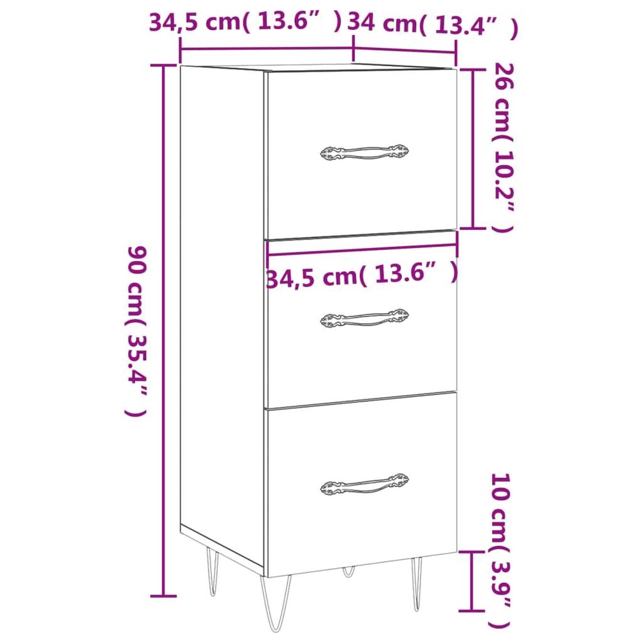 Voir la diapositive 6 : VIDAXL Buffet Chene sonoma 34,5x34x90 cm Bois d'ingenierie