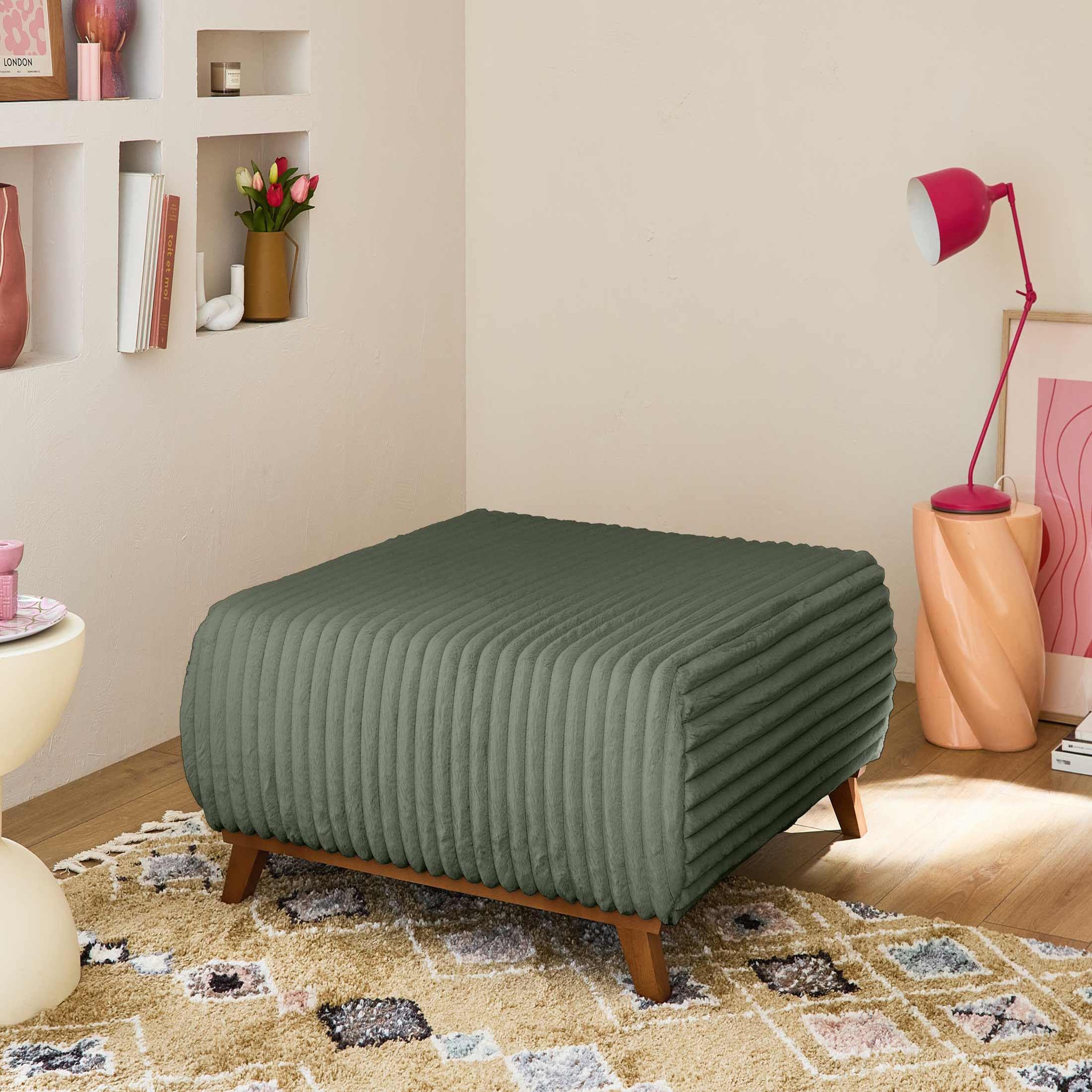 Voir la diapositive 5 : BEST MOBILIER Cristal - pouf modulable - 95 cm - en fausse fourrure côtelée