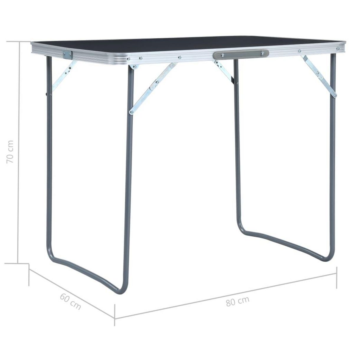 VIDAXL Table pliable de camping avec cadre en metal 80x60 cm Gris