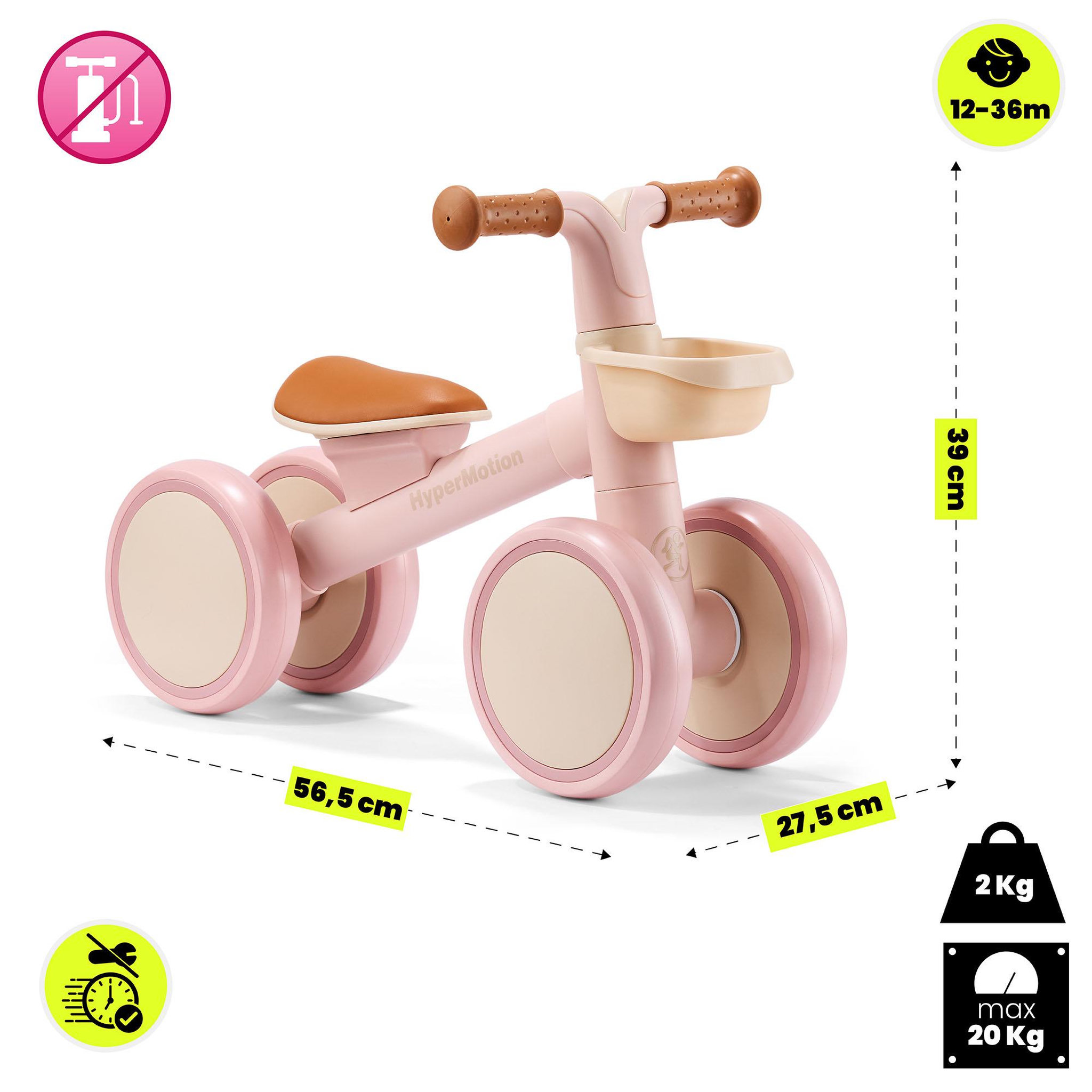 Voir la diapositive 4 : HYPERMOTION Draisienne enfant 4 roues HyperMotion Tobi Mini rose avec panier 12-36 mois