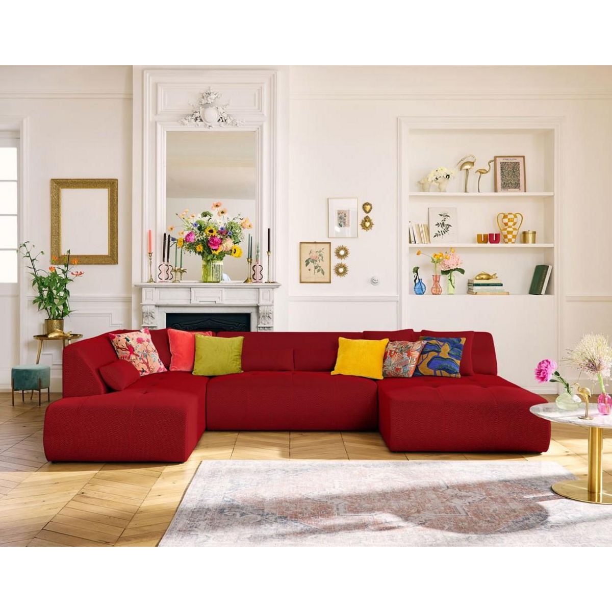 LISA DESIGN Onyx - canapé panoramique d'angle gauche - 7 places - en tissu mailles 3d