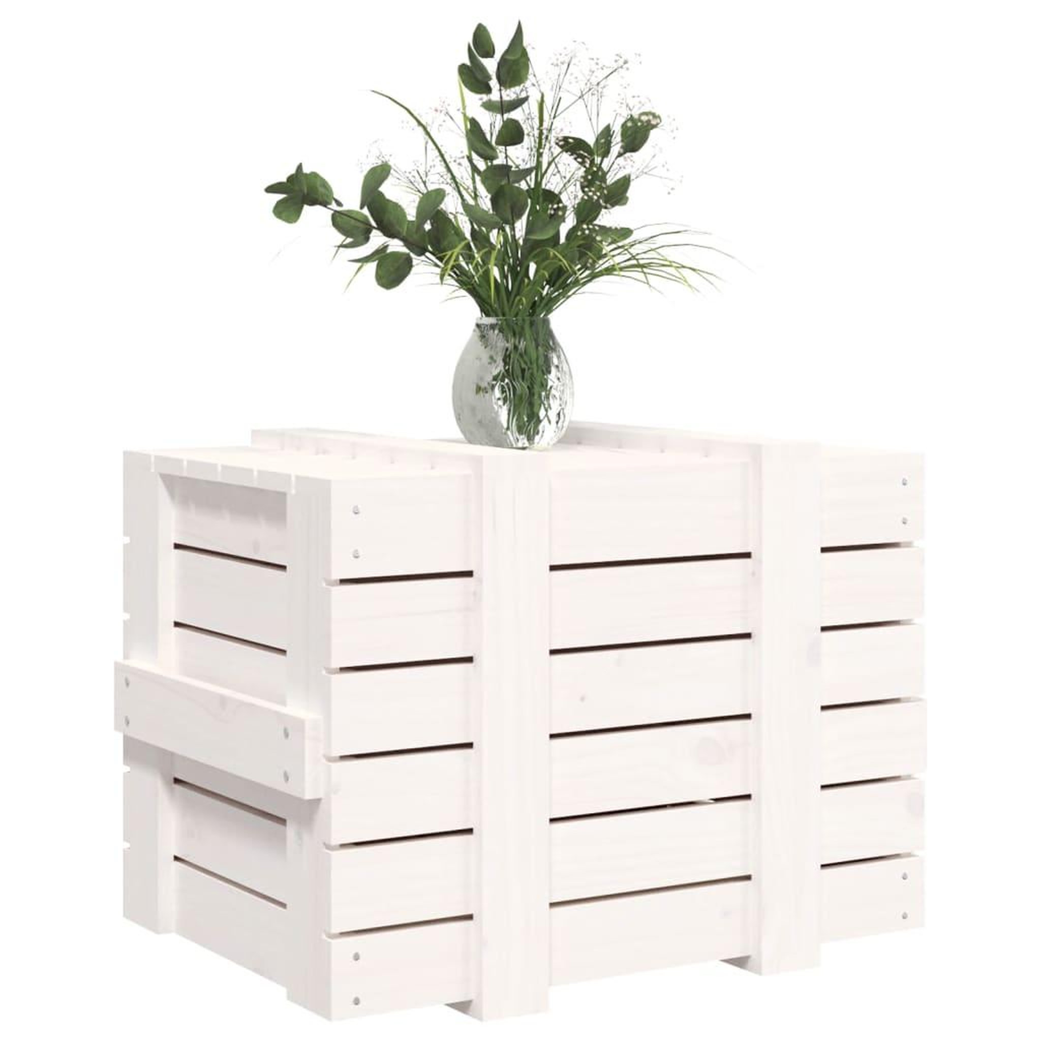 Voir la diapositive 4 : VIDAXL Boîte de rangement Blanc 58x40,5x42 cm Bois massif de pin