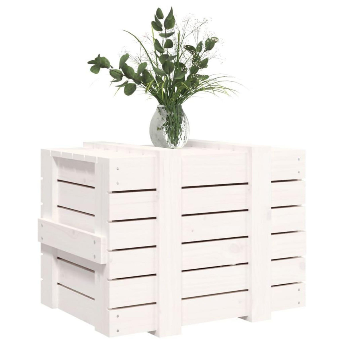 VIDAXL Boîte de rangement Blanc 58x40,5x42 cm Bois massif de pin