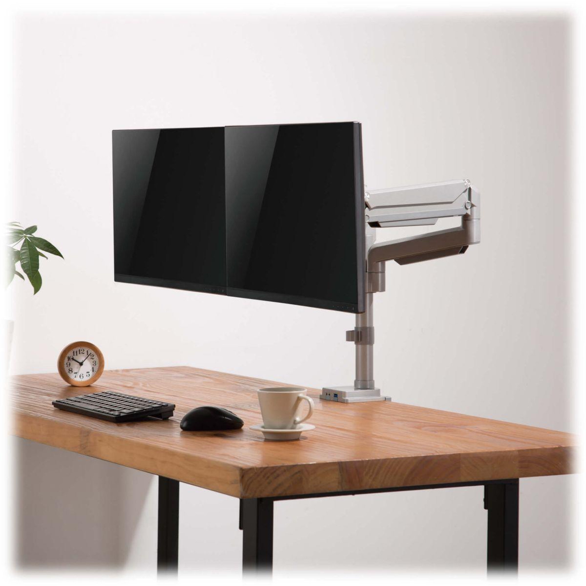 Voir la diapositive 3 : Eaton Support ordinateur portable 2 écrans bras flexible en aluminium 1 po