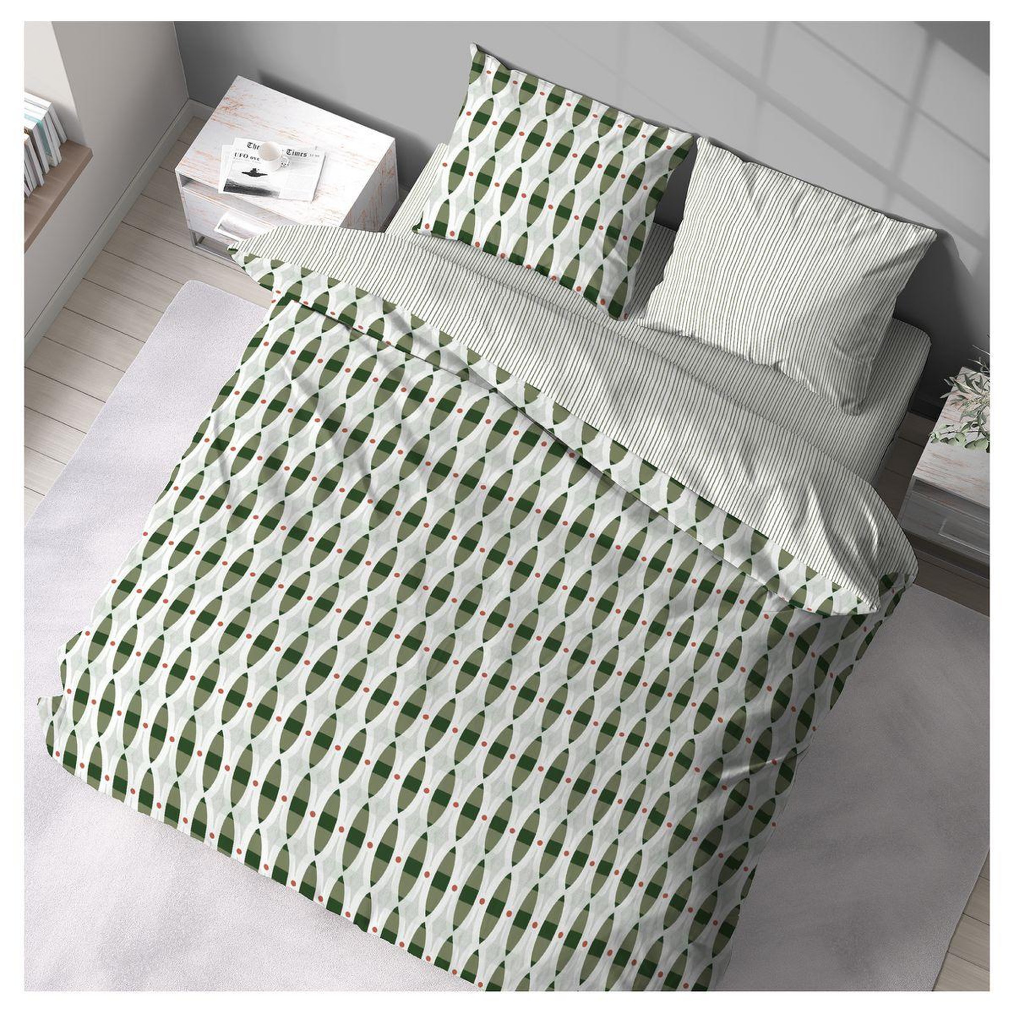 Voir la diapositive 1 : COTE DECO Parure housse de couette en coton 65 fils MOKA 