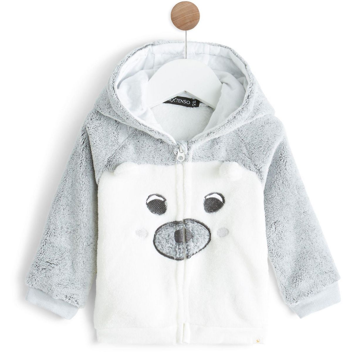 IN EXTENSO Sweat peluche zippé à capuche ourson nouveau né garçon