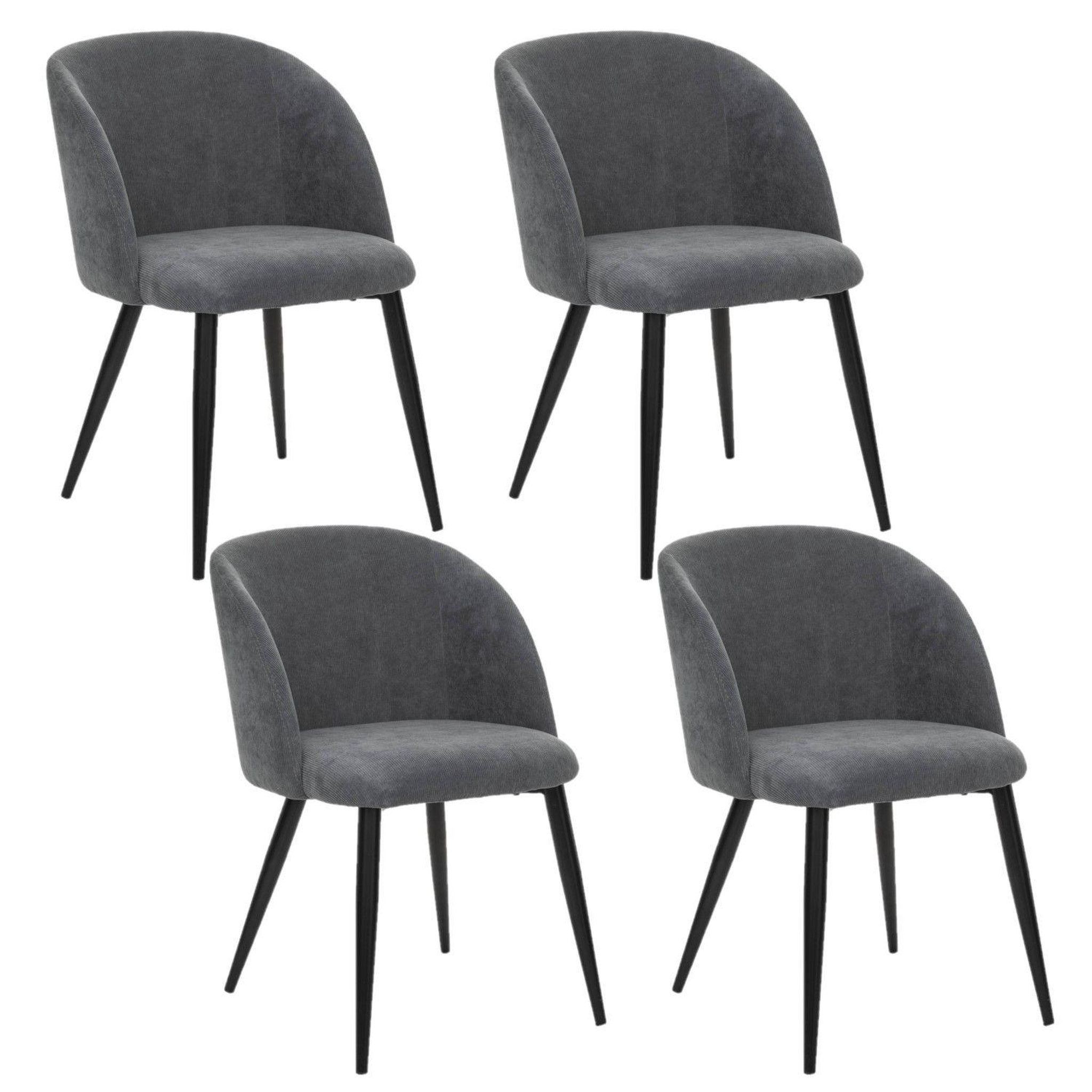 Voir la diapositive 1 : TOILINUX Lot de 4 chaises en velours côtelé CELESTE