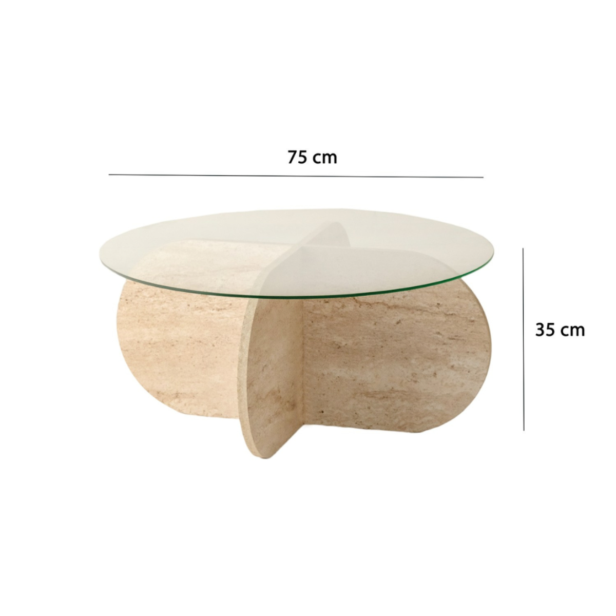 CONCEPT USINE Table basse en bois effet pierre et plateau en verre RIBE