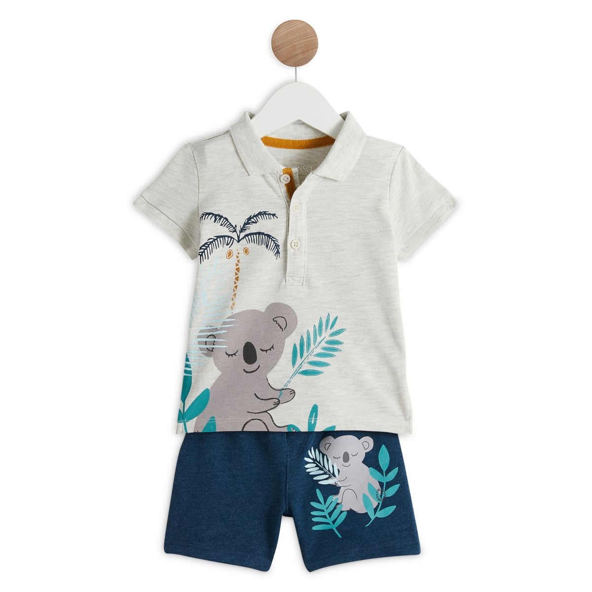 INEXTENSO Ensemble polo manches courtes + bermuda koala bébé garçon