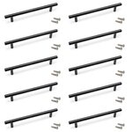 EMUCA SRL Lot de 10 poignées pour meubles Orlando -  L210mm -  entraxe 160mm -  Acier -  Peint en noir