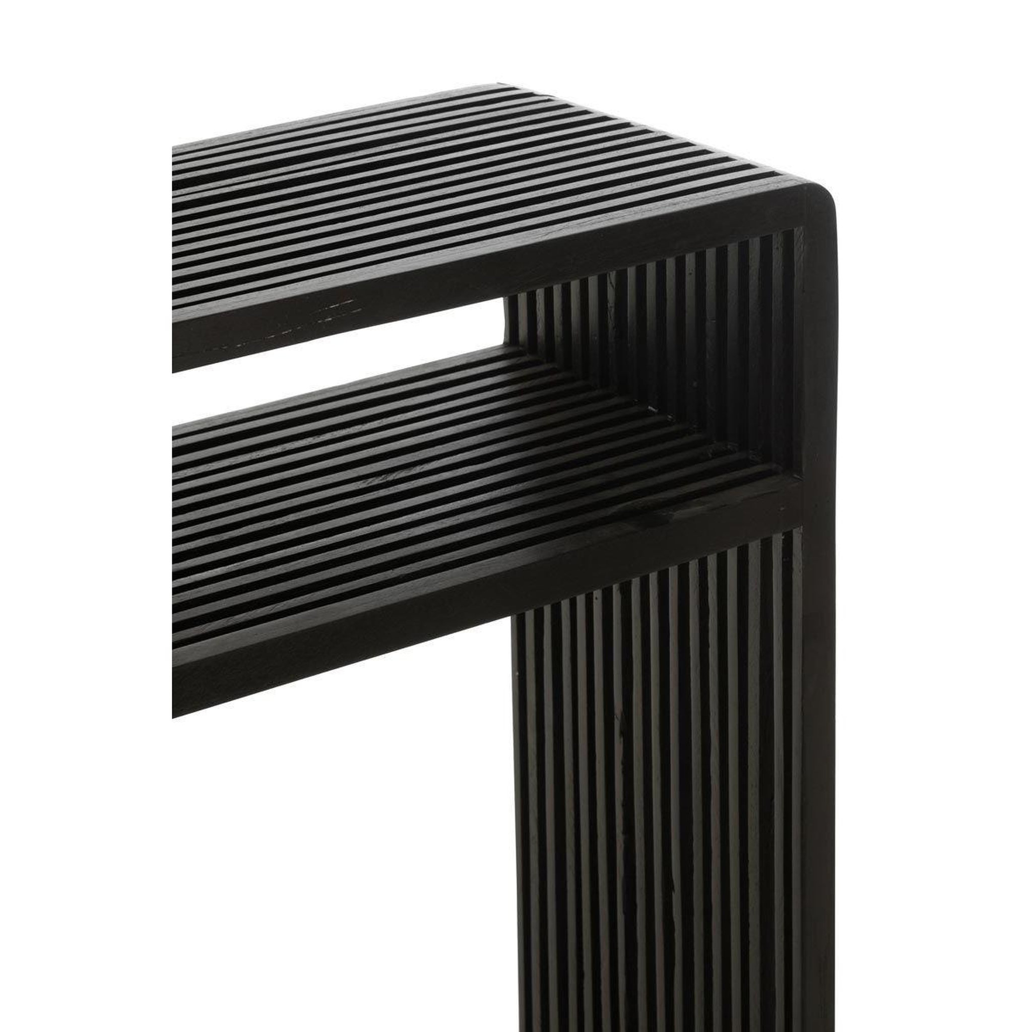 Voir la diapositive 6 : J-LINE Lot de 2 consoles en bois  teck  130cm noir