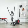 Voir la diapositive 4 : HOMCOM Vélo elliptique magnétique 8 niveaux résistance écran LED multifonction roulettes déplacement rouge noir