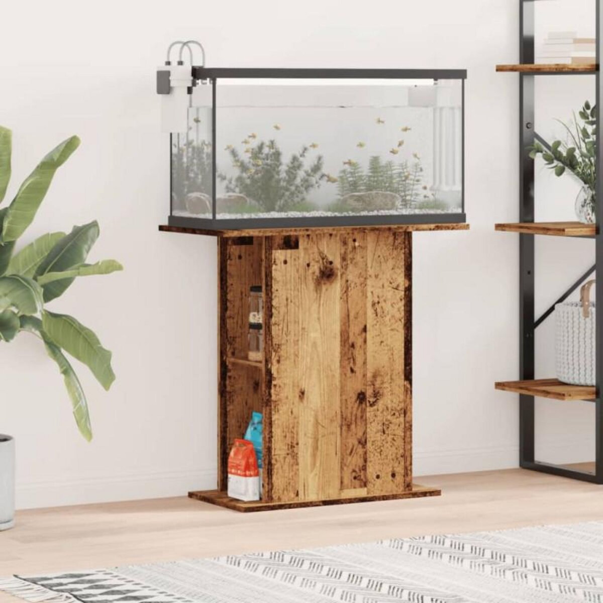 VIDAXL Support d aquarium vieux bois 36x75x72,5 cm bois d ingénierie