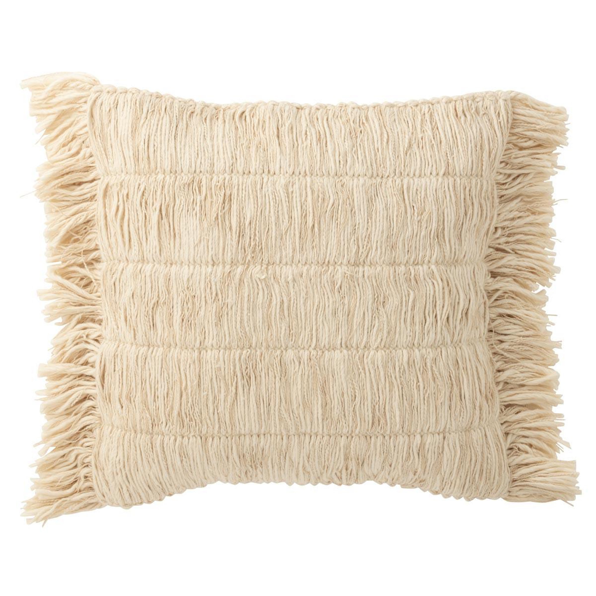 J-LINE Coussin déco à franges  breeze  50x50cm crème