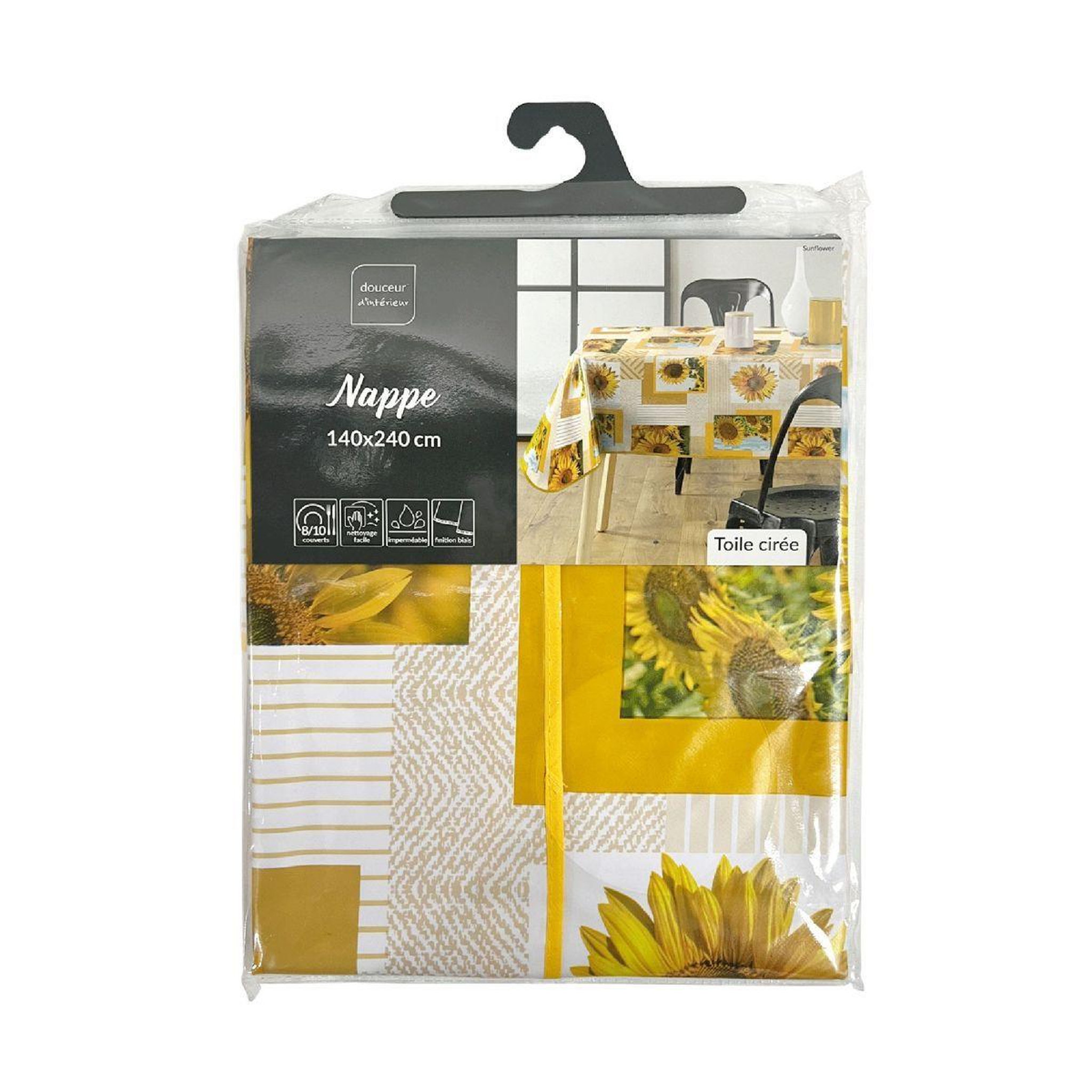 Voir la diapositive 2 : Douceur d'Intérieur Nappe toile cirée  sunflower  140x240cm jaune