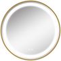 Voir la diapositive 4 : KLEANKIN Miroir rond LED tactile salle de bain dia. 60 cm - 3 couleurs température, affichage heure - alu doré