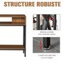 Voir la diapositive 5 : HOMCOM Table Console Table d'Entrée Industriel Multi-rangements 120 x 23,5 x 75 cm Bois Noyer