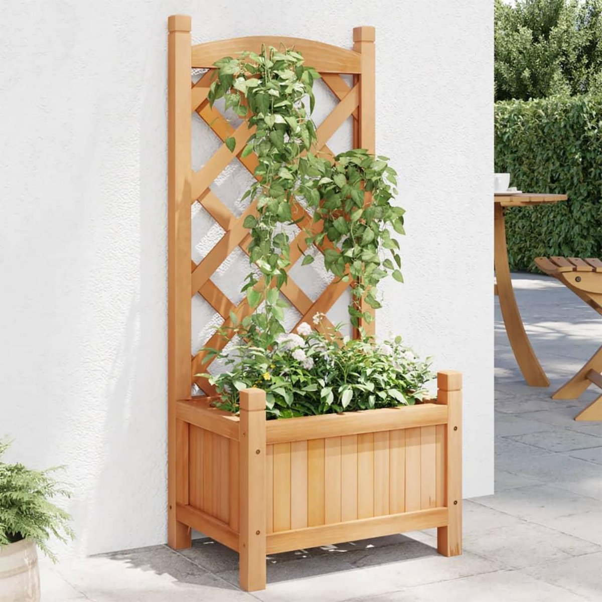 VIDAXL Jardiniere avec treillis marron bois massif de sapin