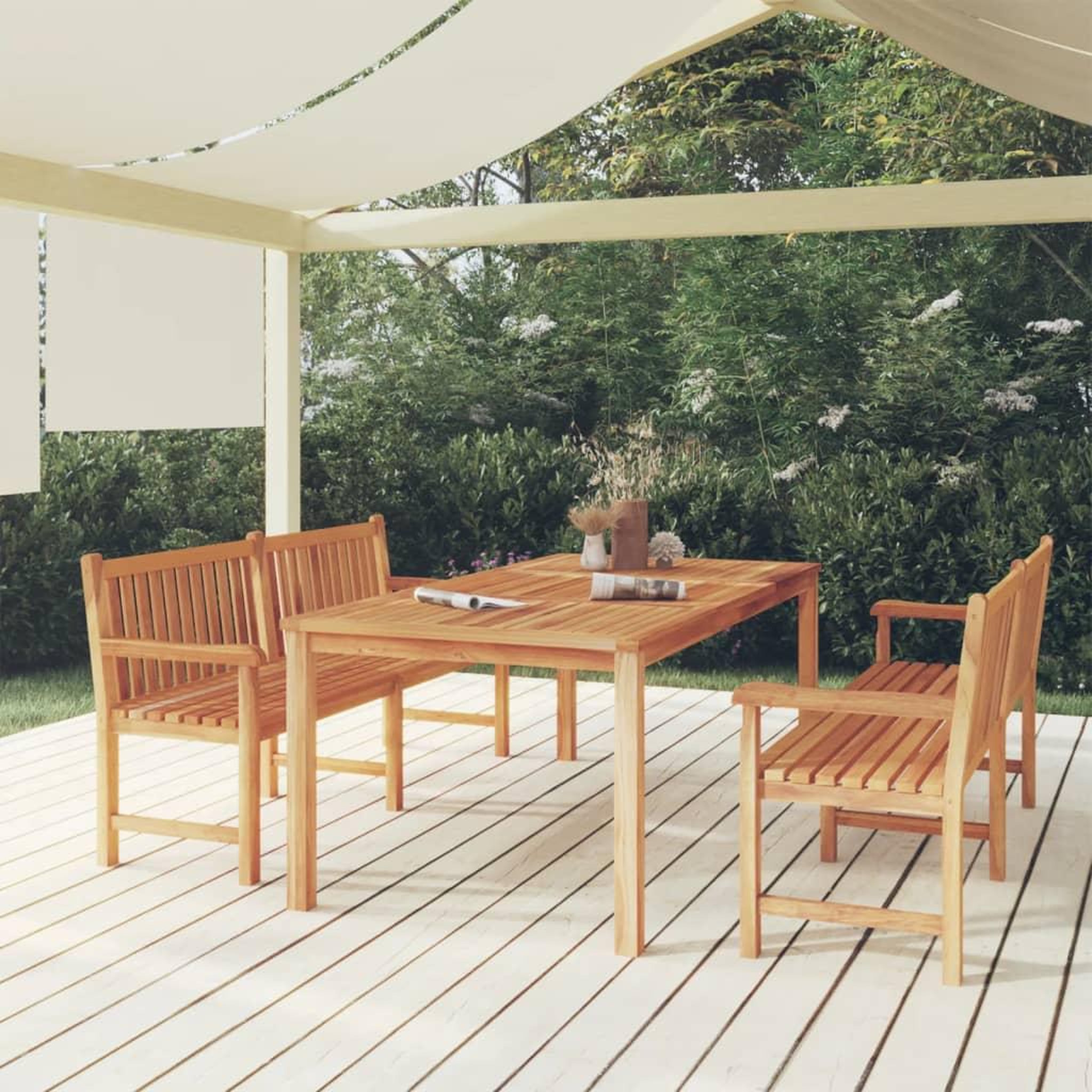 Voir la diapositive 1 : VIDAXL Ensemble a manger de jardin 3 pcs Bois de teck massif