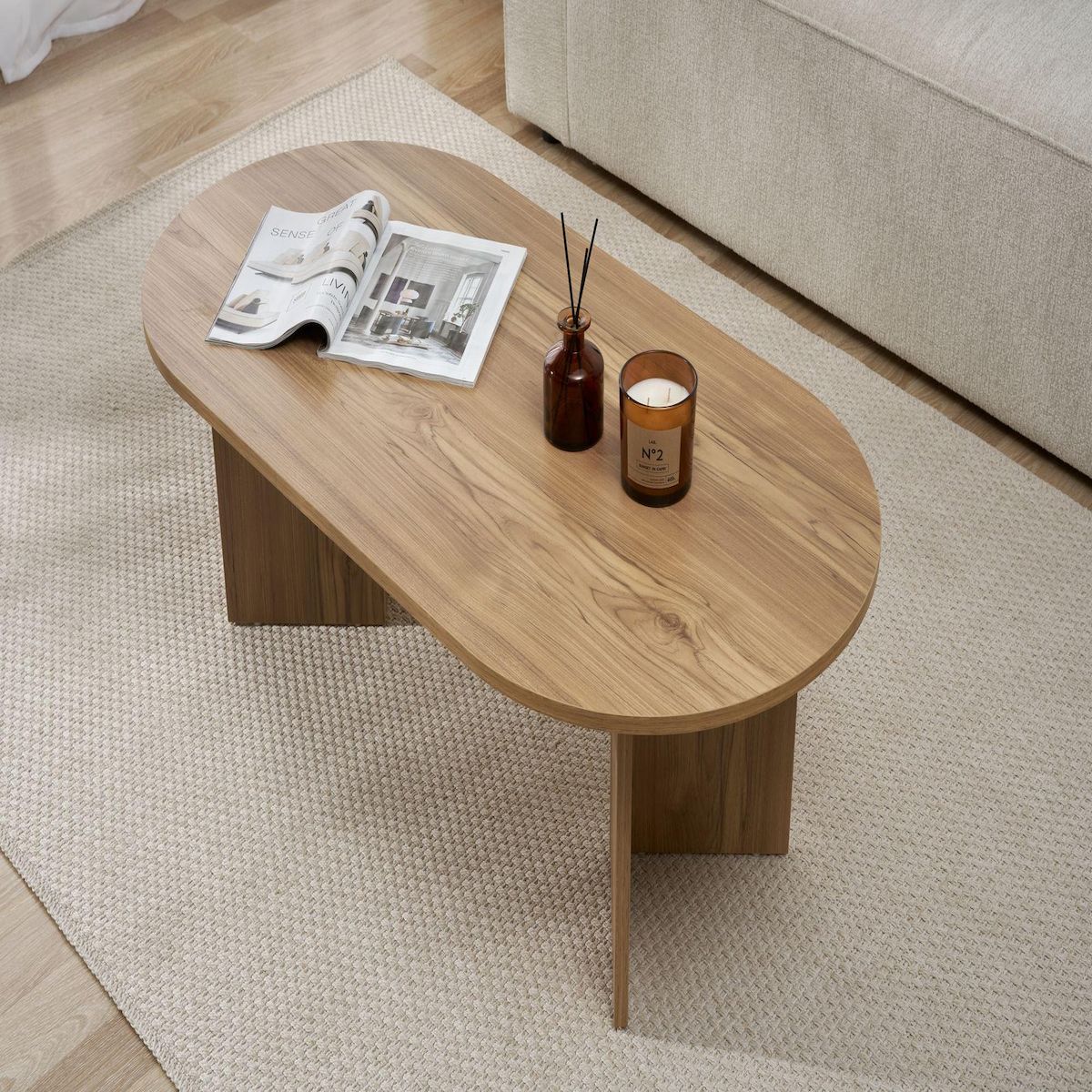 Habitat et Jardin Table basse en bois  Sable  - 60 x 119 x 40 cm - Chêne