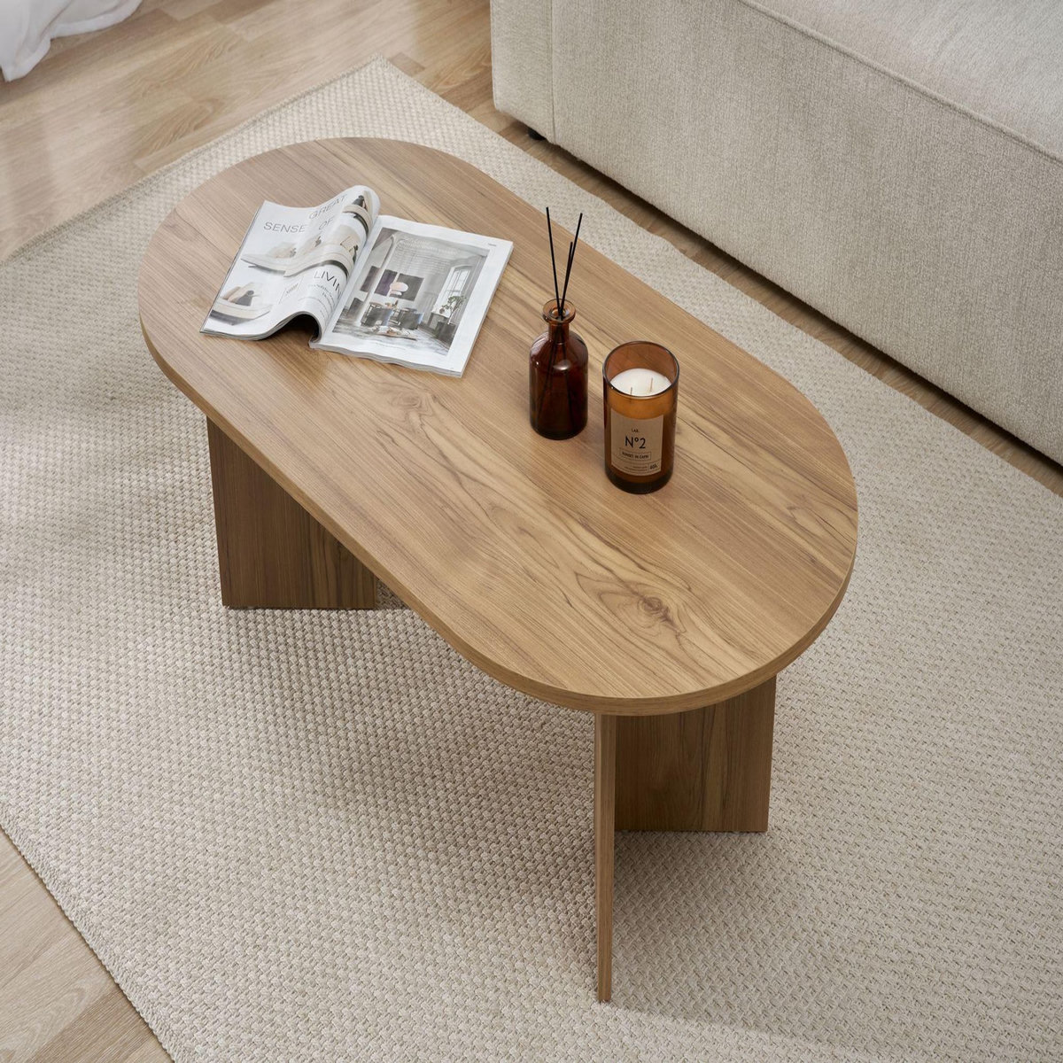 Habitat et Jardin Table basse en bois  Sable  - 60 x 119 x 40 cm - Chêne