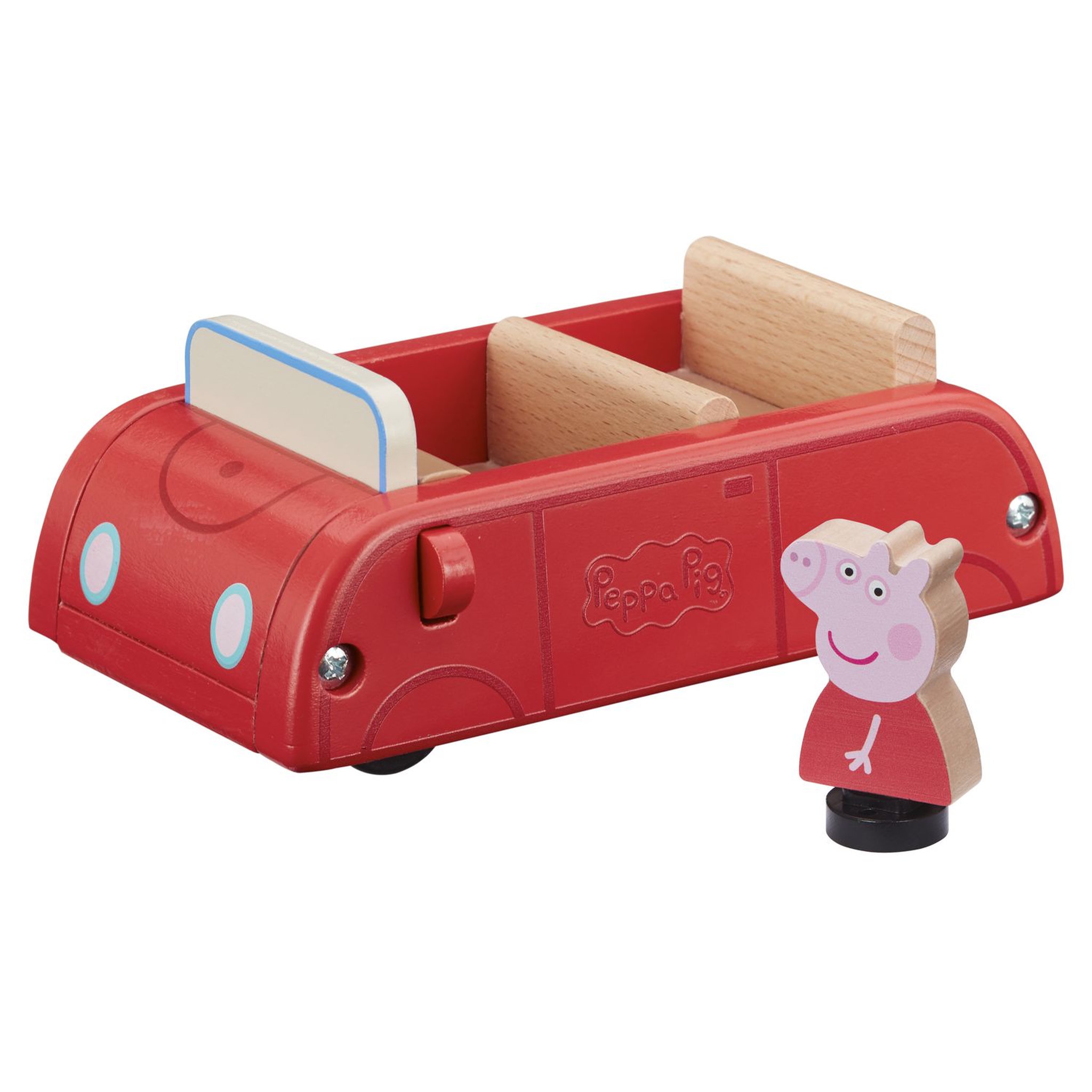 Voir la diapositive 1 : GIOCHI PREZIOSI Peppa Pig - Voiture en bois rouge avec 1 personnage