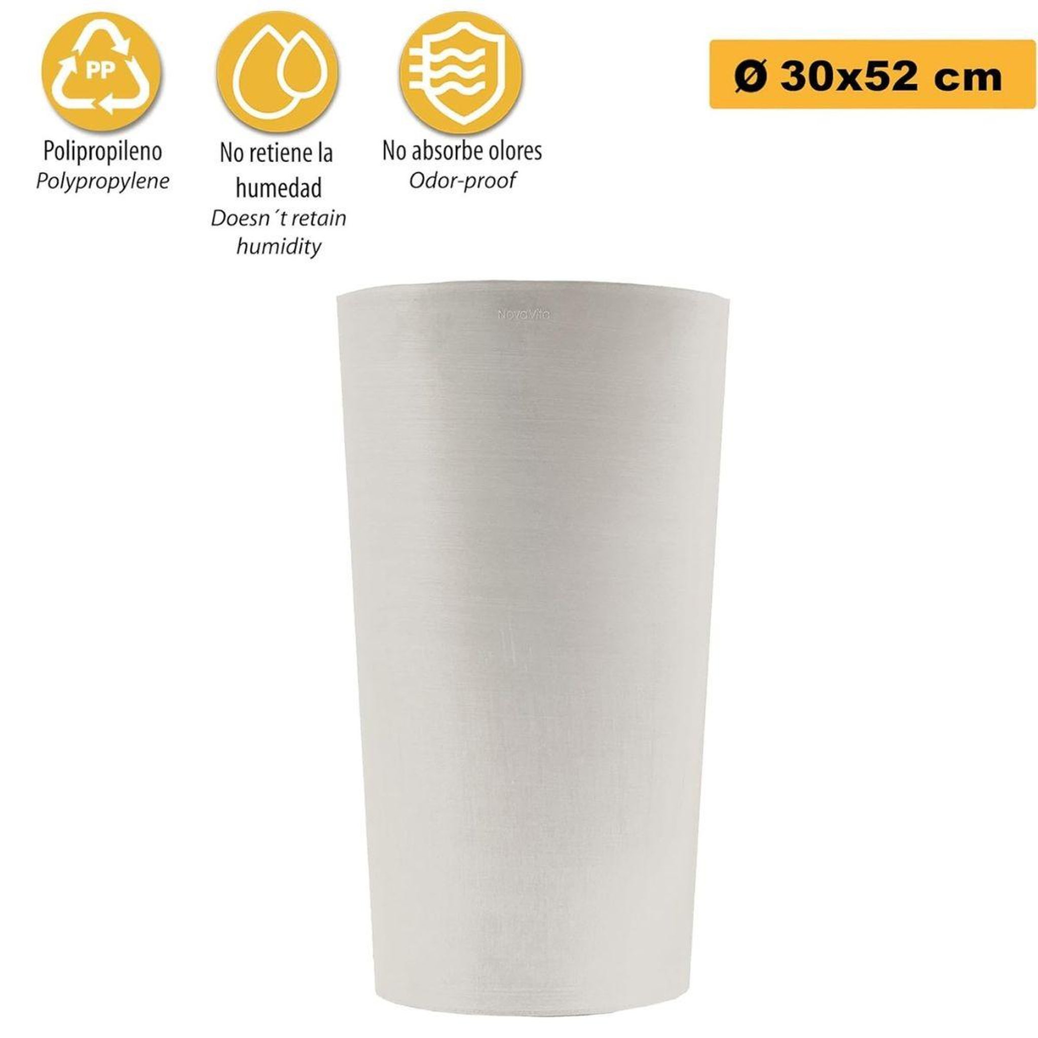 Voir la diapositive 2 : ART PLAST Pot de fleurs conique gris clair ø30cm h52cm - pot de fleurs haut en plastique recyclé - design italien artplast