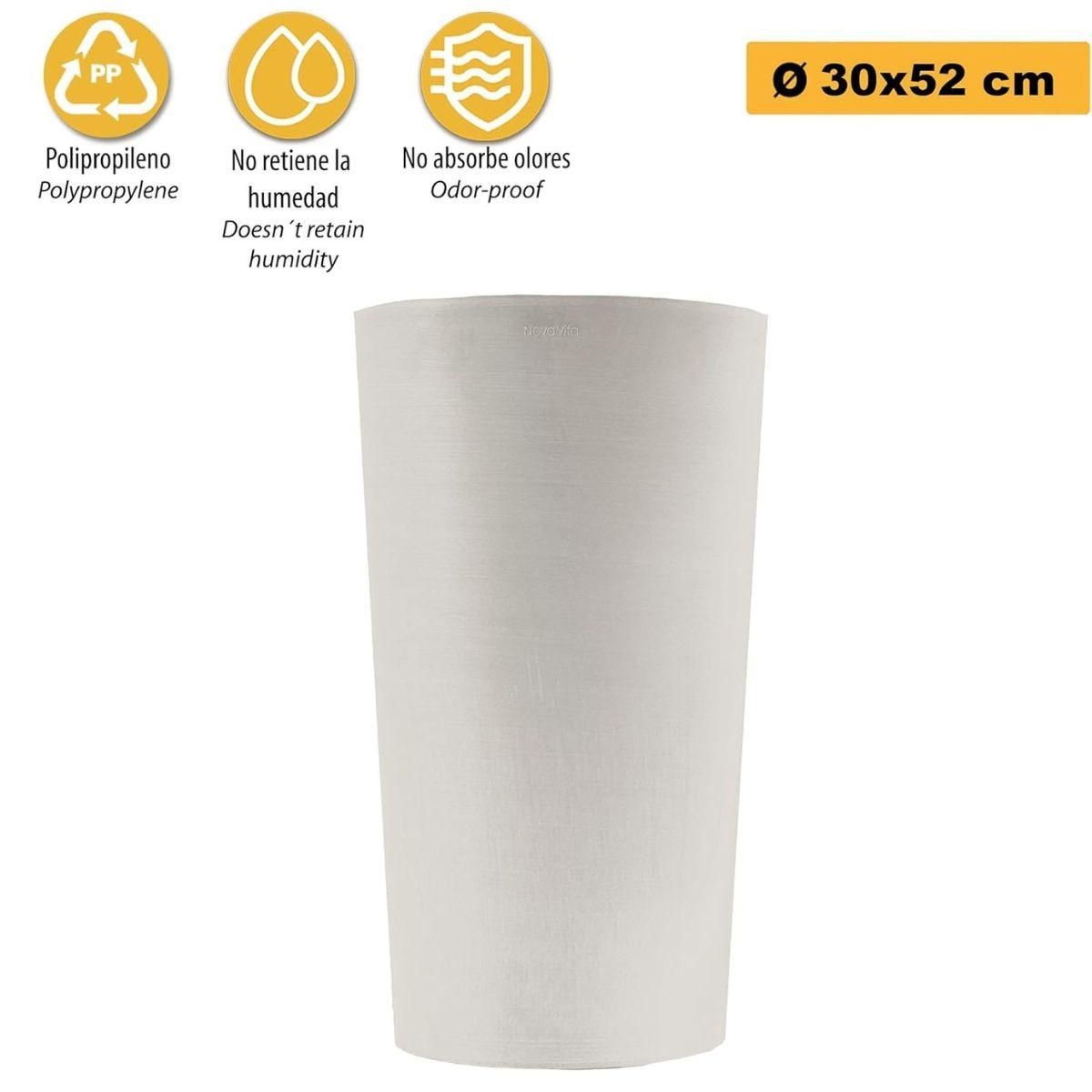 ART PLAST Pot de Fleurs Conique Gris Clair Ø30cm H52cm - Pot de Fleurs Haut en Plastique Recyclé - Design Italien ARTPLAST